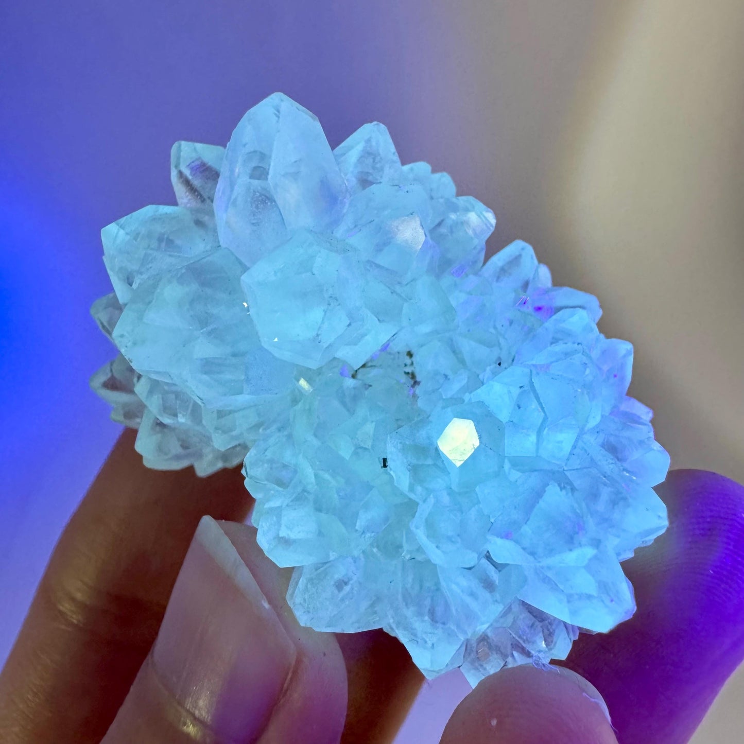 Fluorescent Calcite | UV-reactive raw crystal cluster, natural mineral specimen