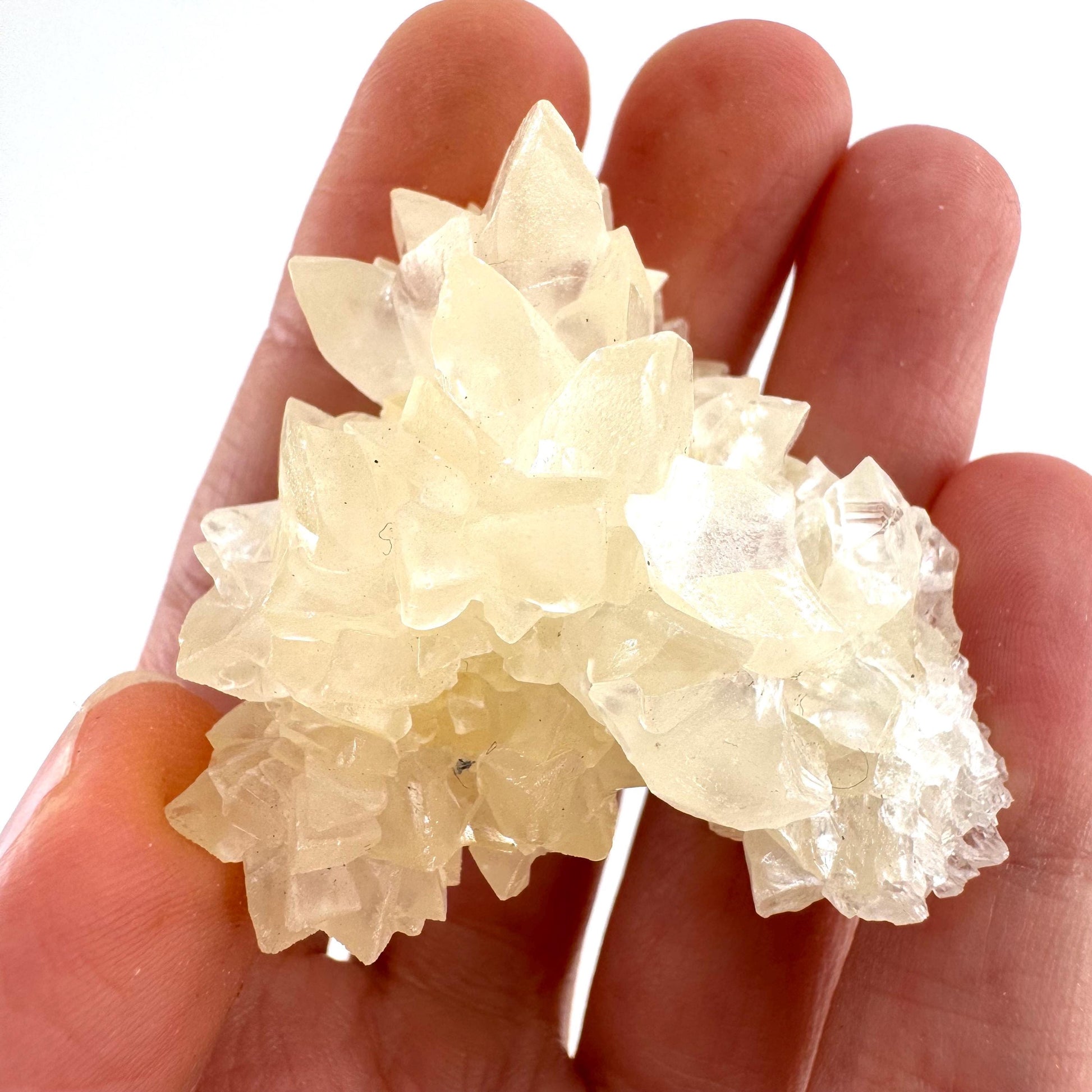 Fluorescent Calcite | UV-reactive raw crystal cluster, natural mineral specimen