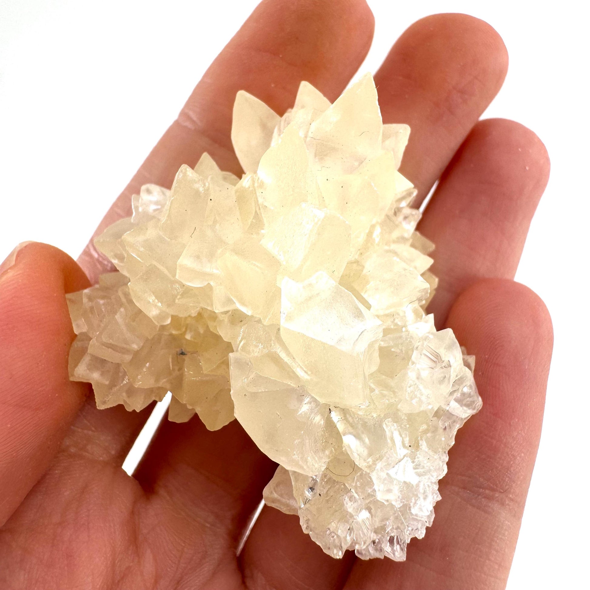 Fluorescent Calcite | UV-reactive raw crystal cluster, natural mineral specimen