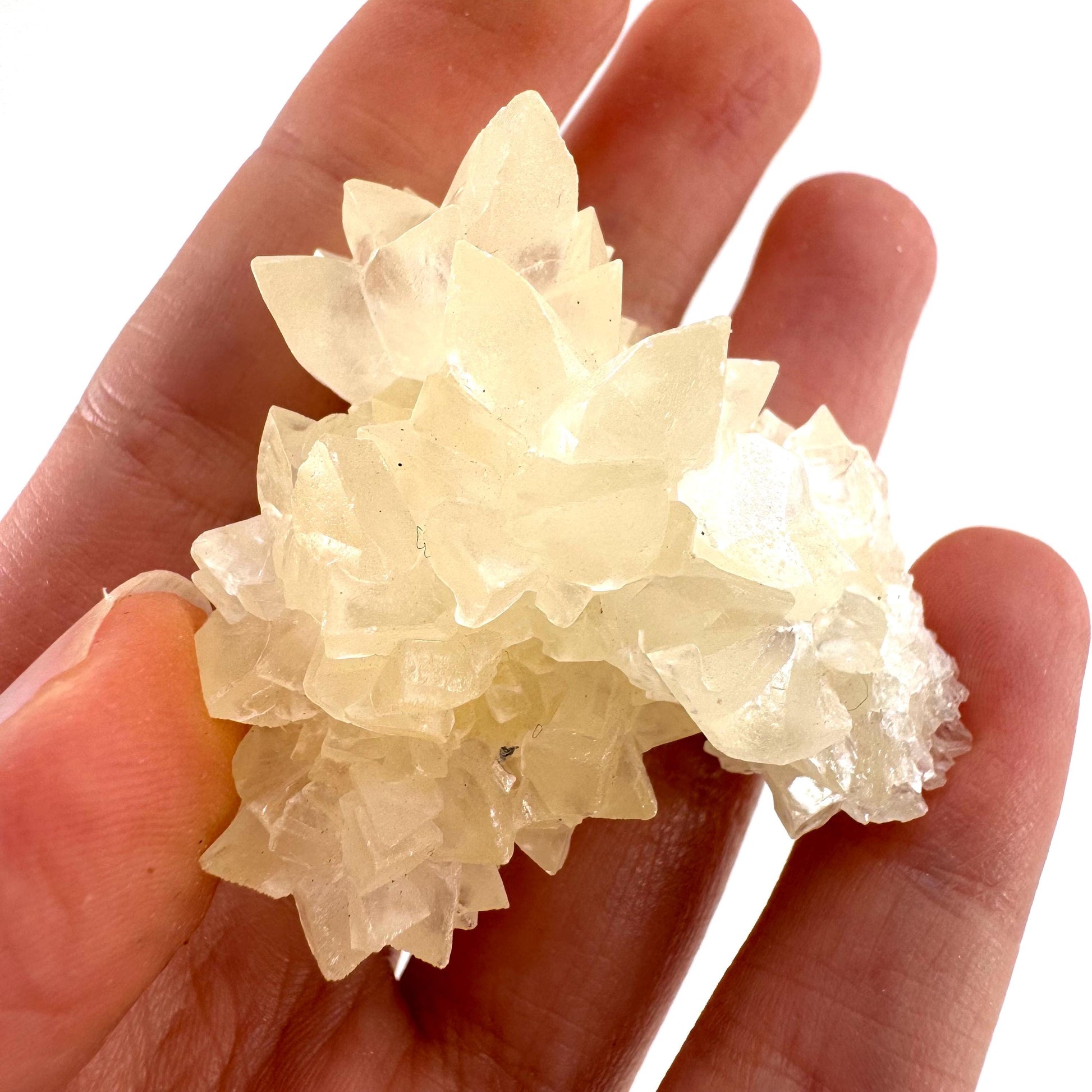 Fluorescent Calcite | UV-reactive raw crystal cluster, natural mineral specimen