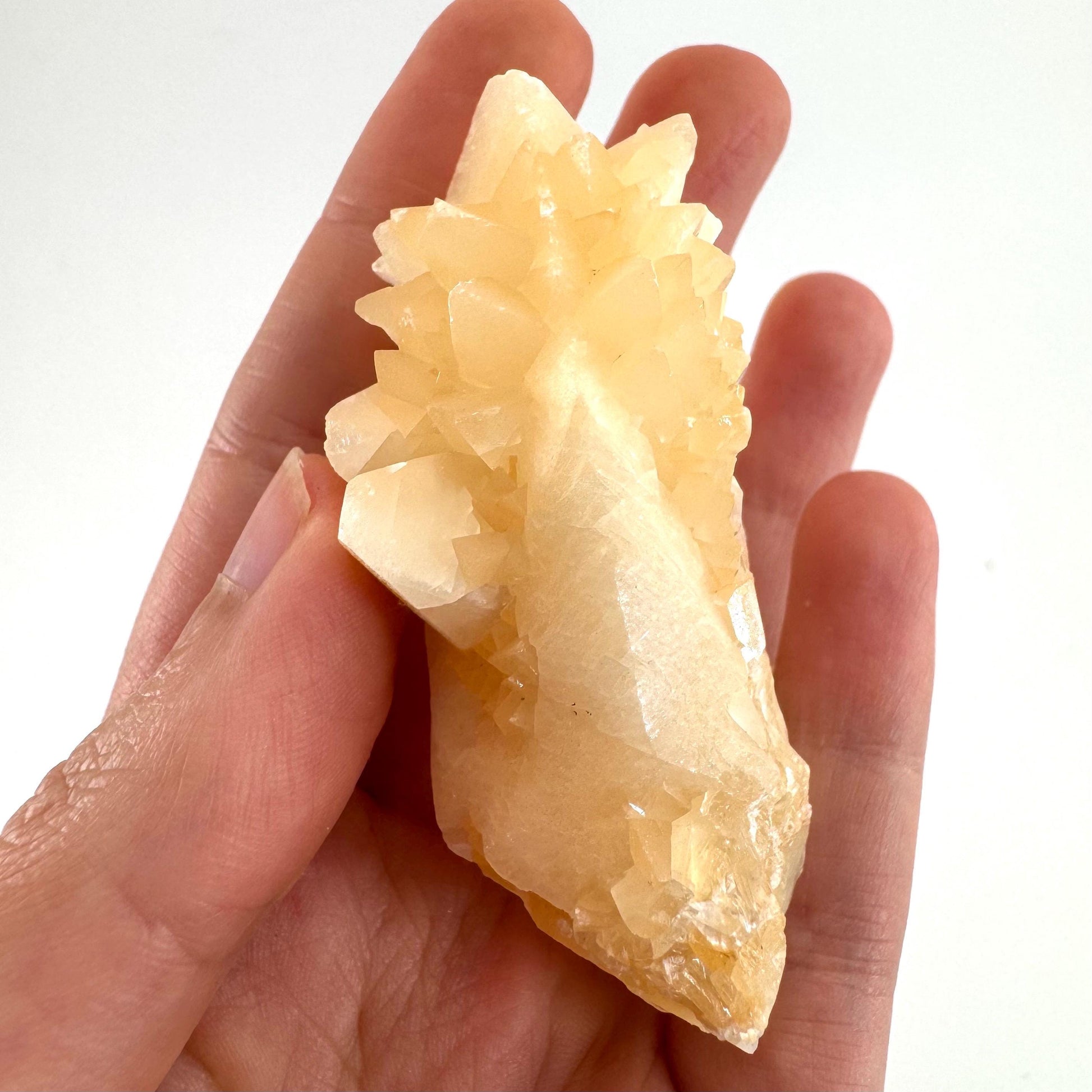 Fluorescent Calcite | UV-reactive raw crystal cluster, natural mineral specimen