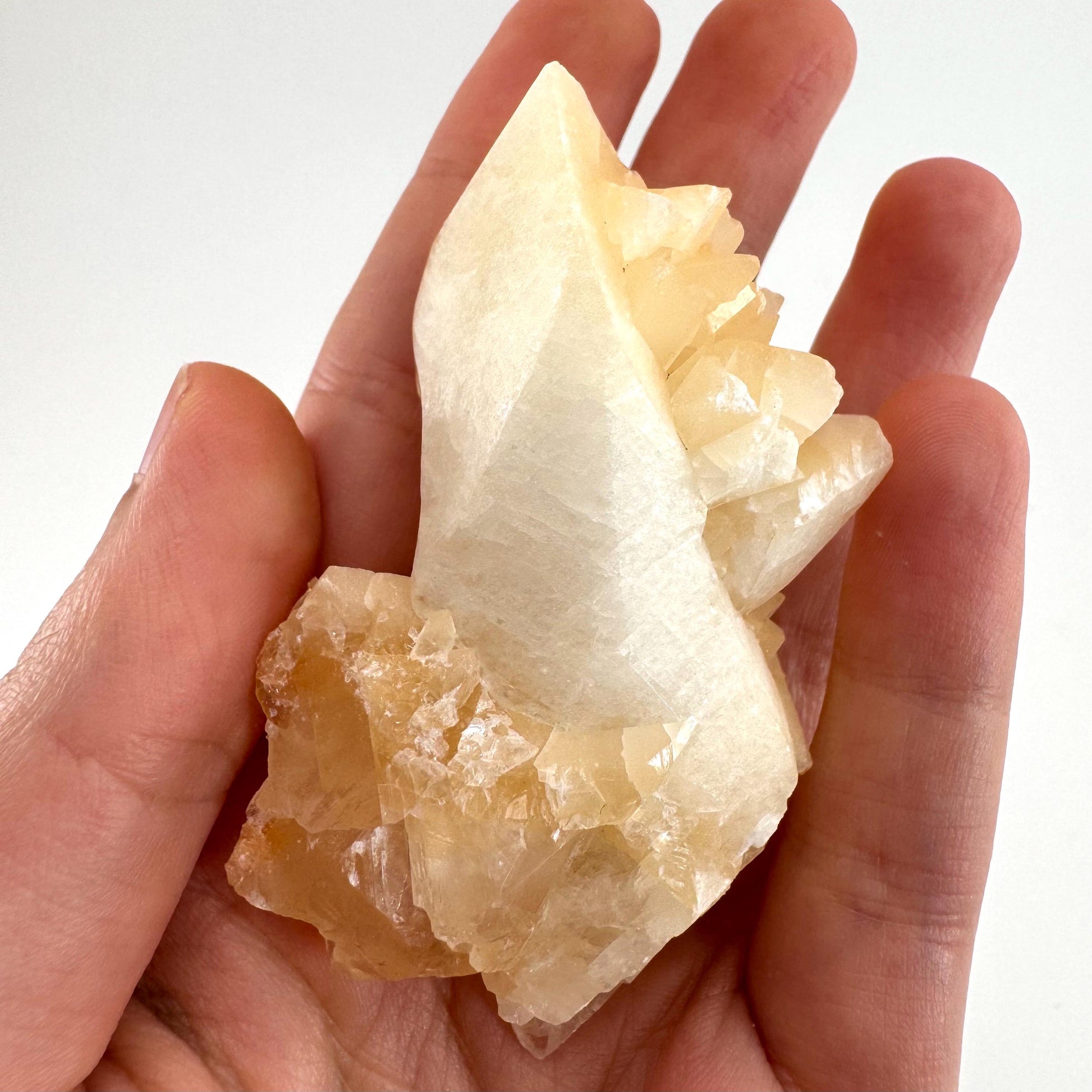 Fluorescent Calcite | UV-reactive raw crystal cluster, natural mineral specimen