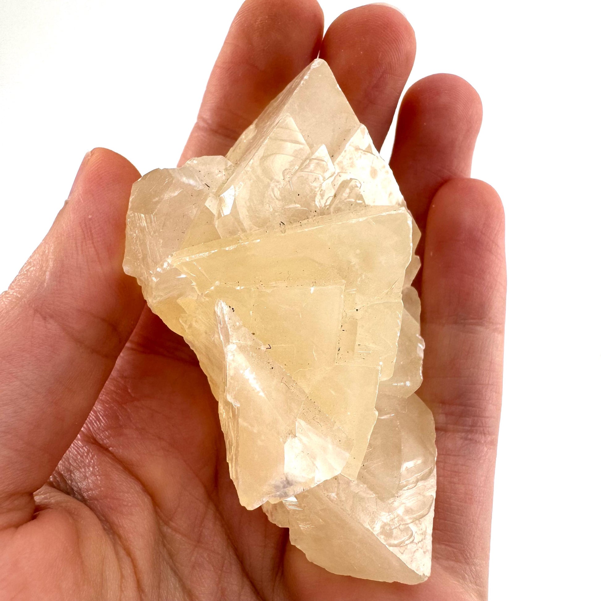 Fluorescent Calcite | UV-reactive raw crystal cluster, natural mineral specimen