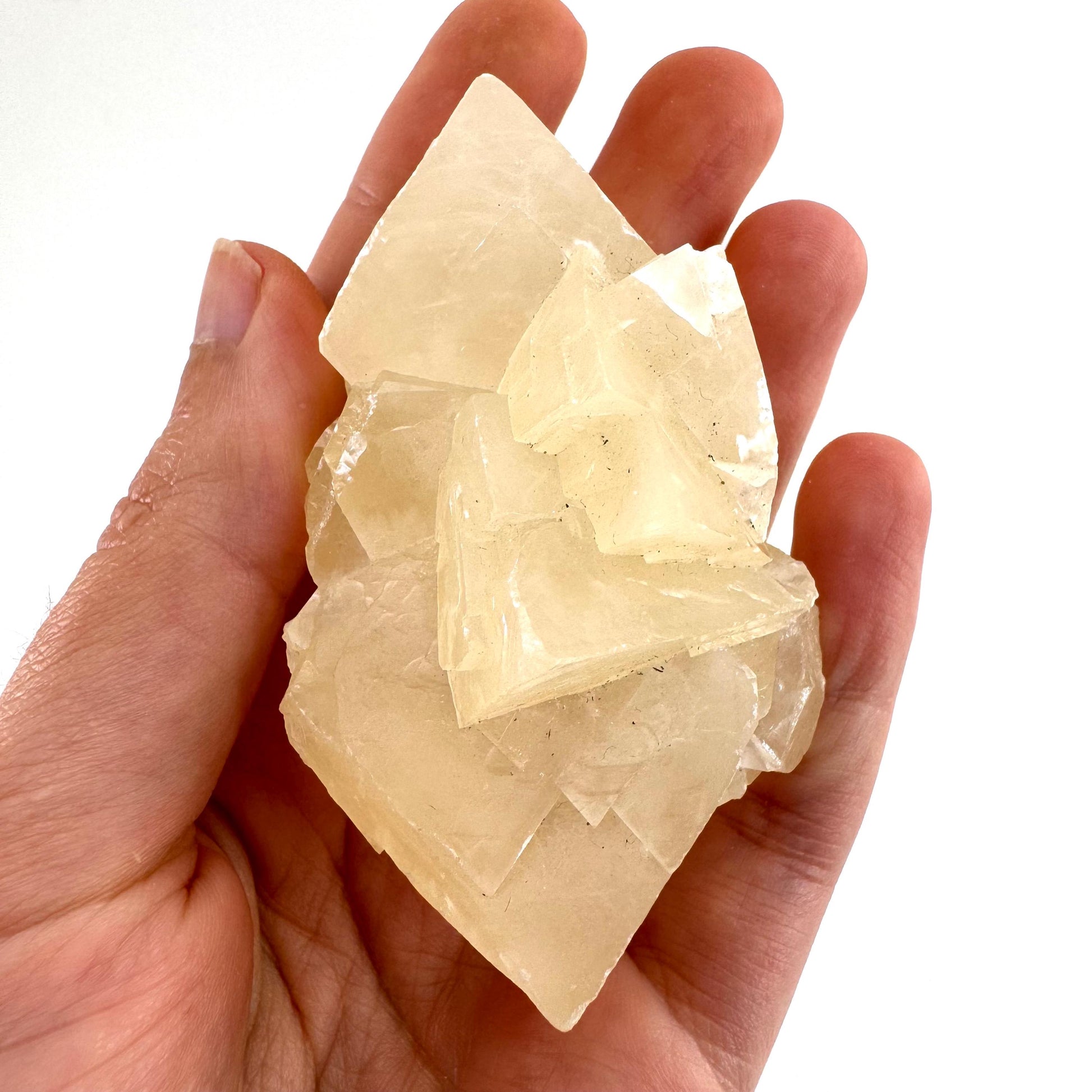 Fluorescent Calcite | UV-reactive raw crystal cluster, natural mineral specimen