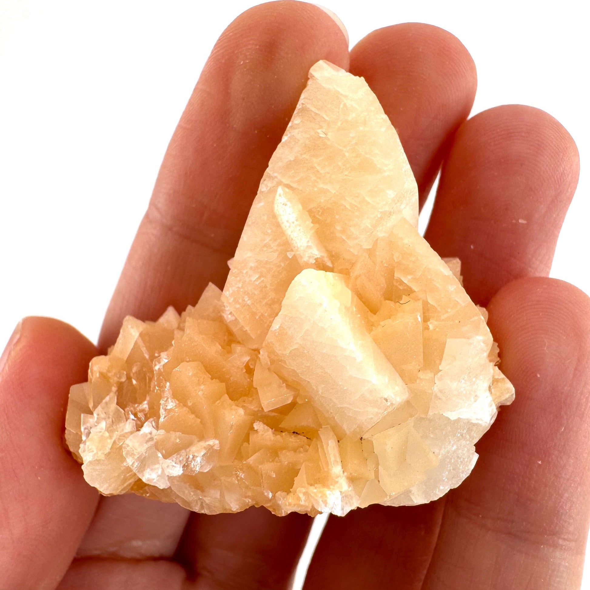 Fluorescent Calcite | UV-reactive raw crystal cluster, natural mineral specimen