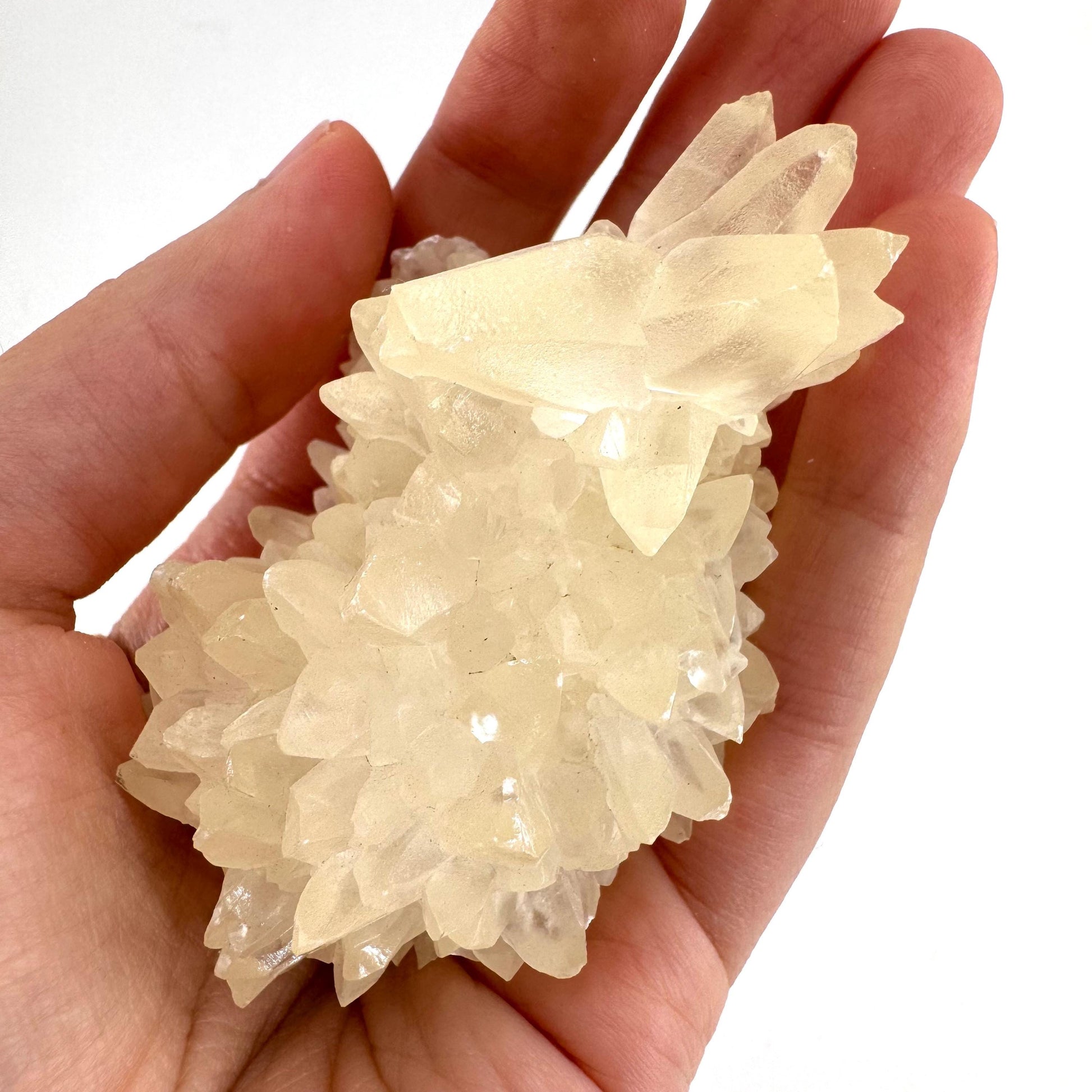 Fluorescent Calcite | UV-reactive raw crystal cluster, natural mineral specimen