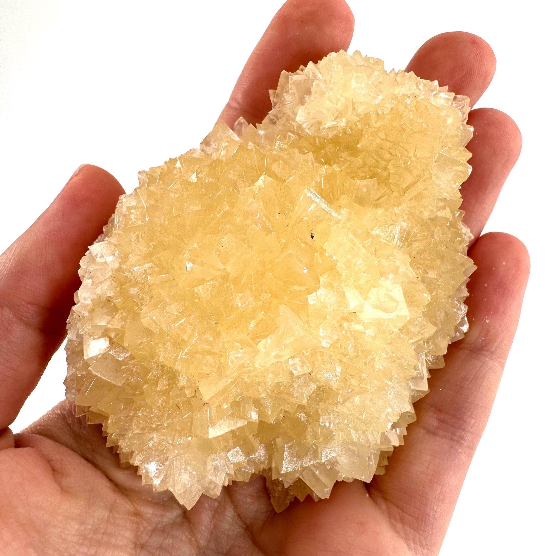 Fluorescent Calcite | UV-reactive raw crystal cluster, natural mineral specimen