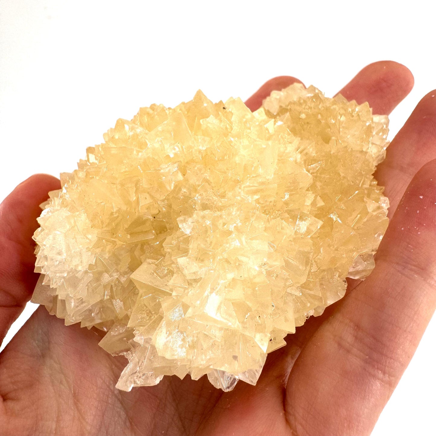 Fluorescent Calcite | UV-reactive raw crystal cluster, natural mineral specimen