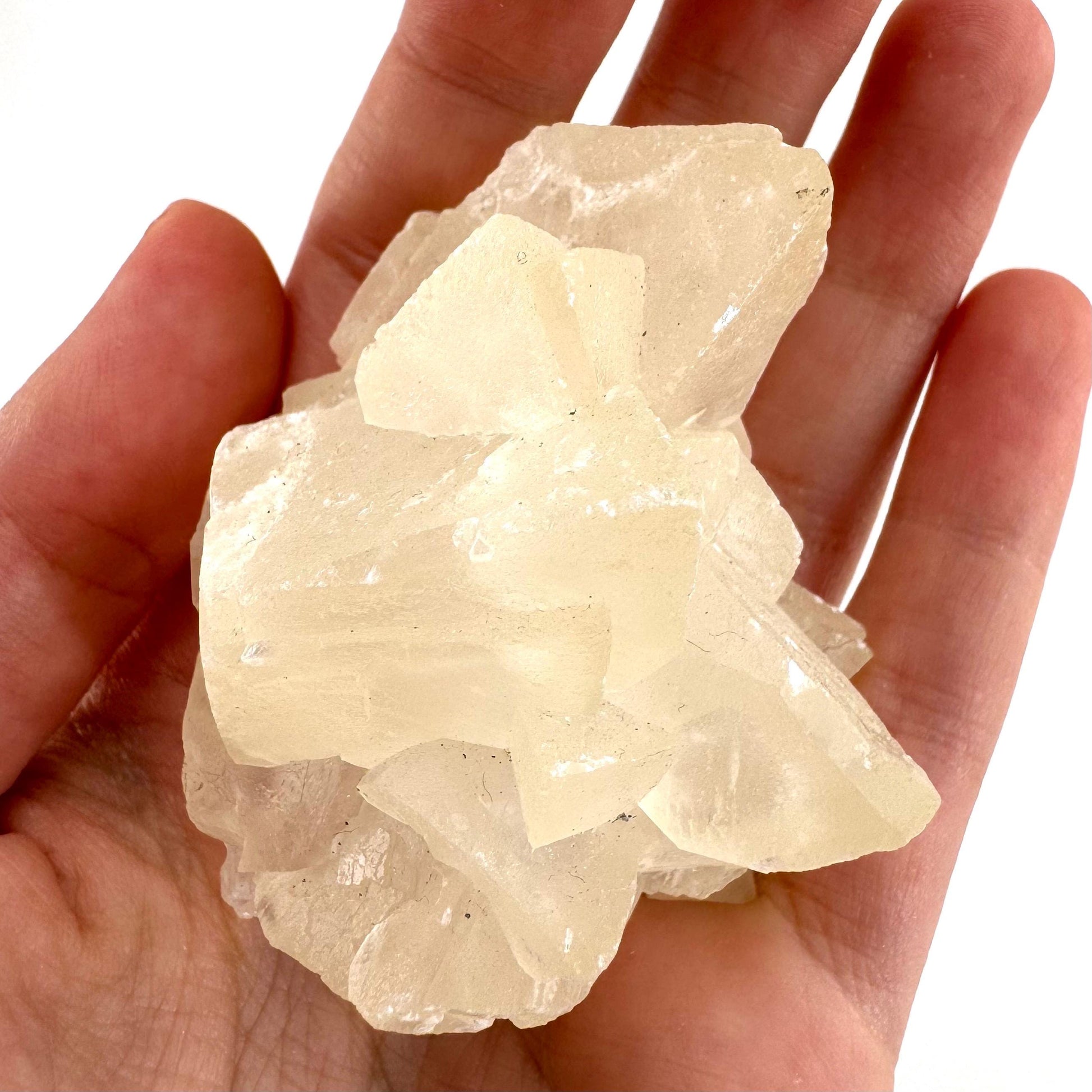 Fluorescent Calcite | UV-reactive raw crystal cluster, natural mineral specimen