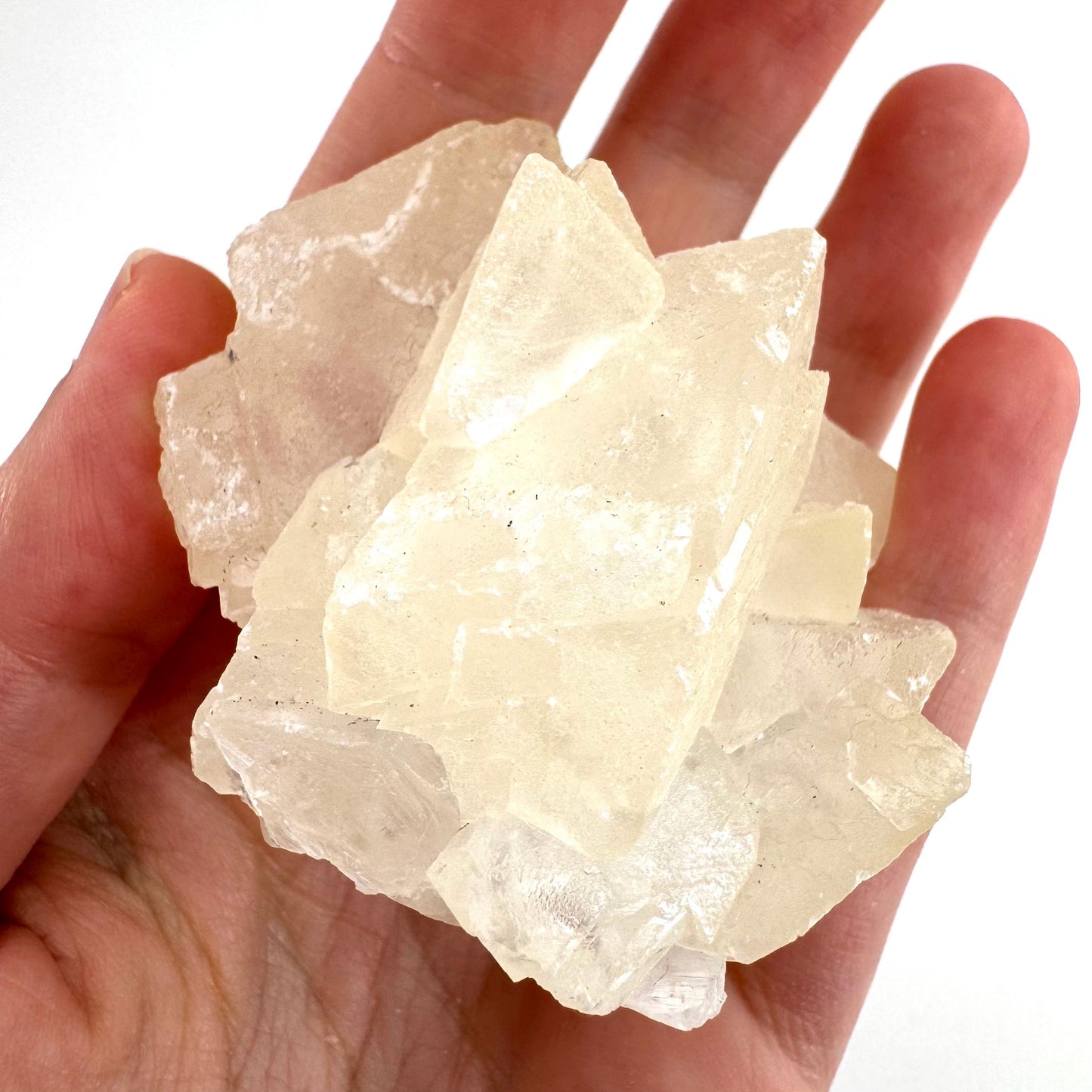 Fluorescent Calcite | UV-reactive raw crystal cluster, natural mineral specimen