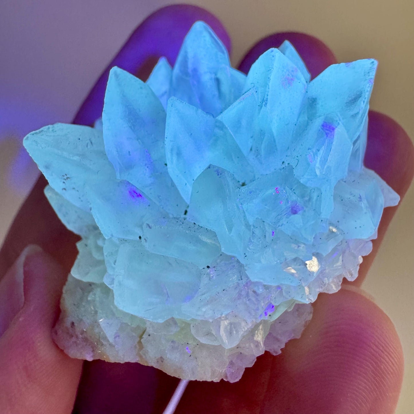 Fluorescent Calcite | UV-reactive raw crystal cluster, natural mineral specimen