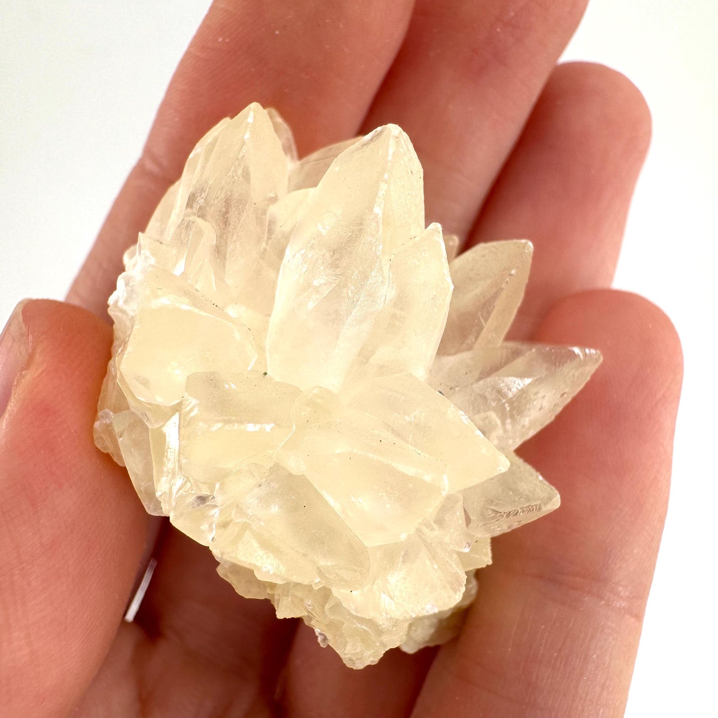 Fluorescent Calcite | UV-reactive raw crystal cluster, natural mineral specimen
