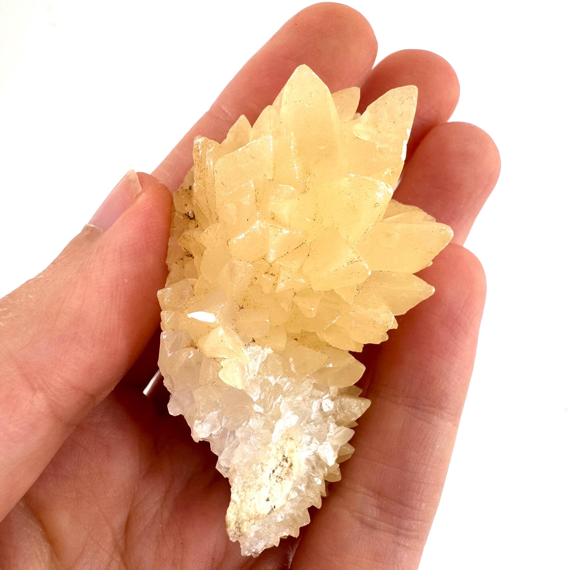 Fluorescent Calcite | UV-reactive raw crystal cluster, natural mineral specimen