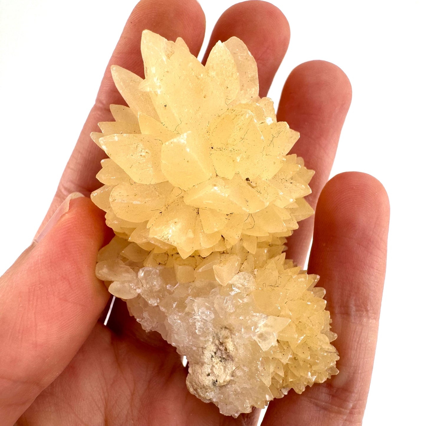 Fluorescent Calcite | UV-reactive raw crystal cluster, natural mineral specimen