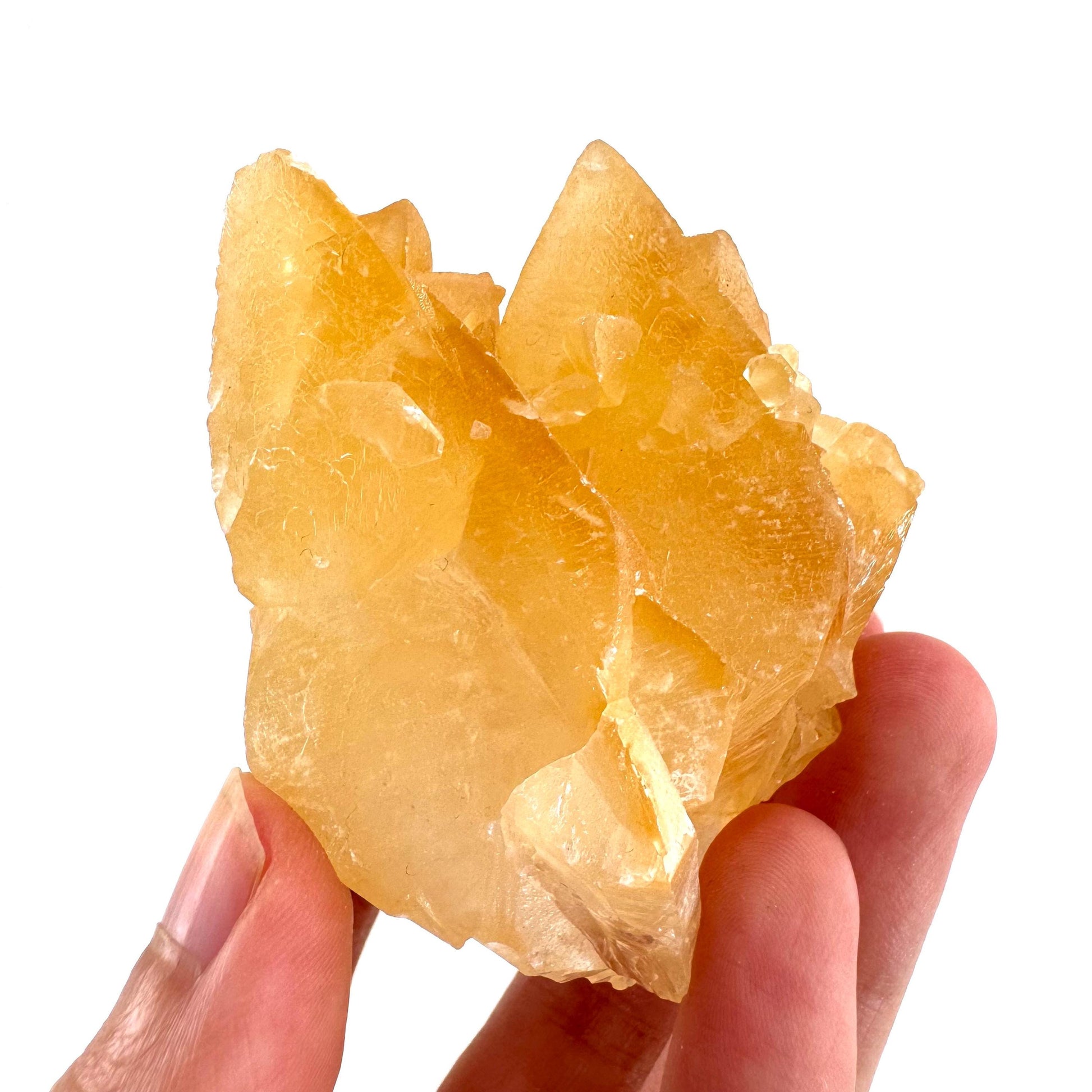 Fluorescent Calcite | UV-reactive raw crystal cluster, natural mineral specimen