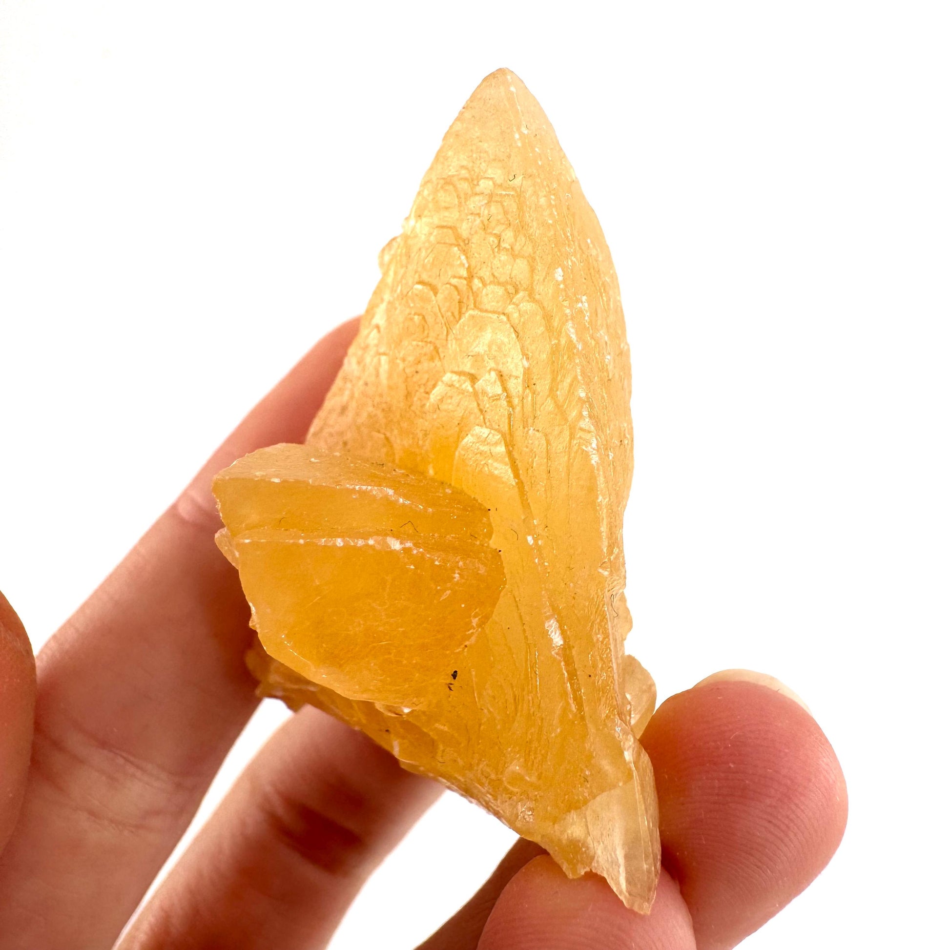 Fluorescent Calcite | UV-reactive raw crystal cluster, natural mineral specimen
