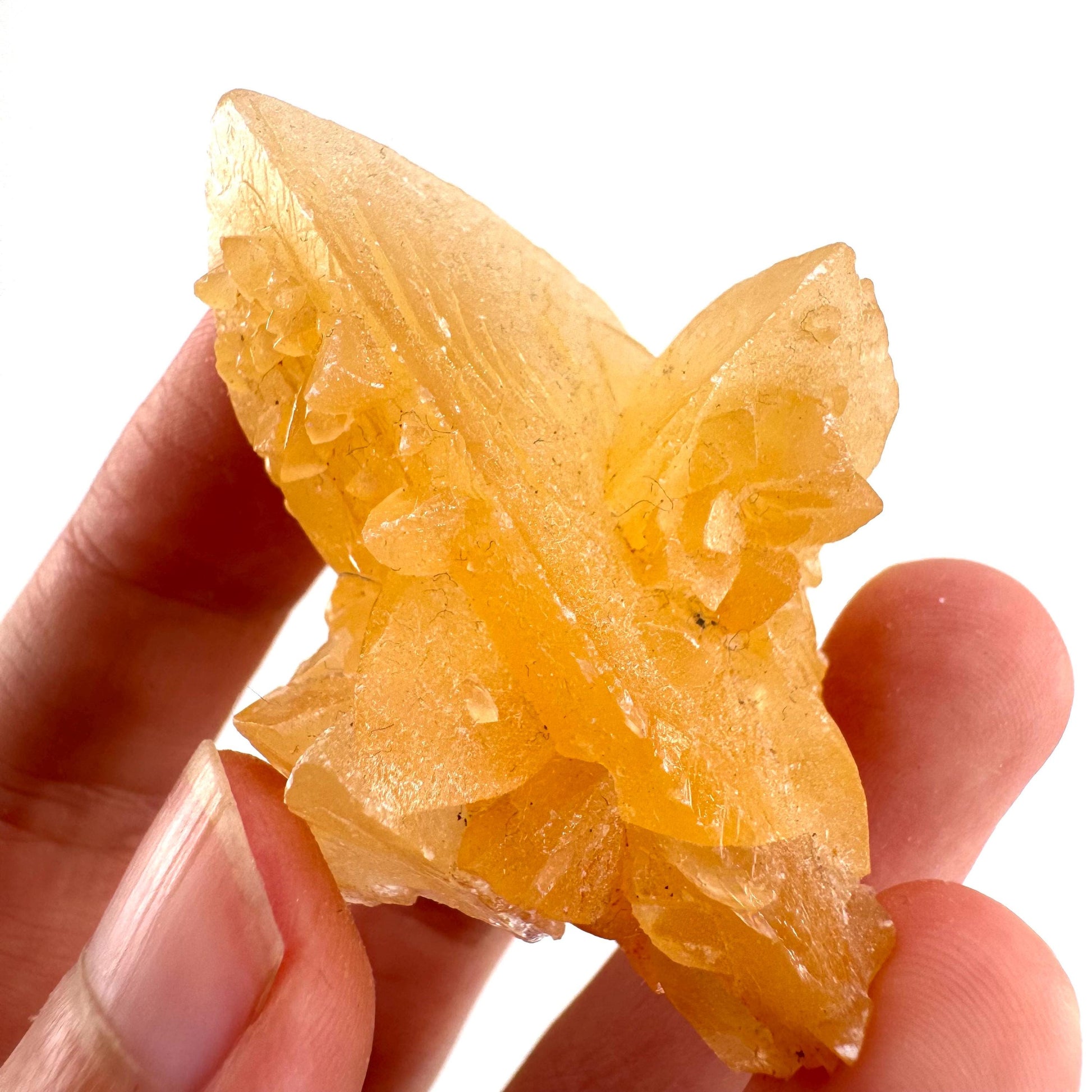 Fluorescent Calcite | UV-reactive raw crystal cluster, natural mineral specimen