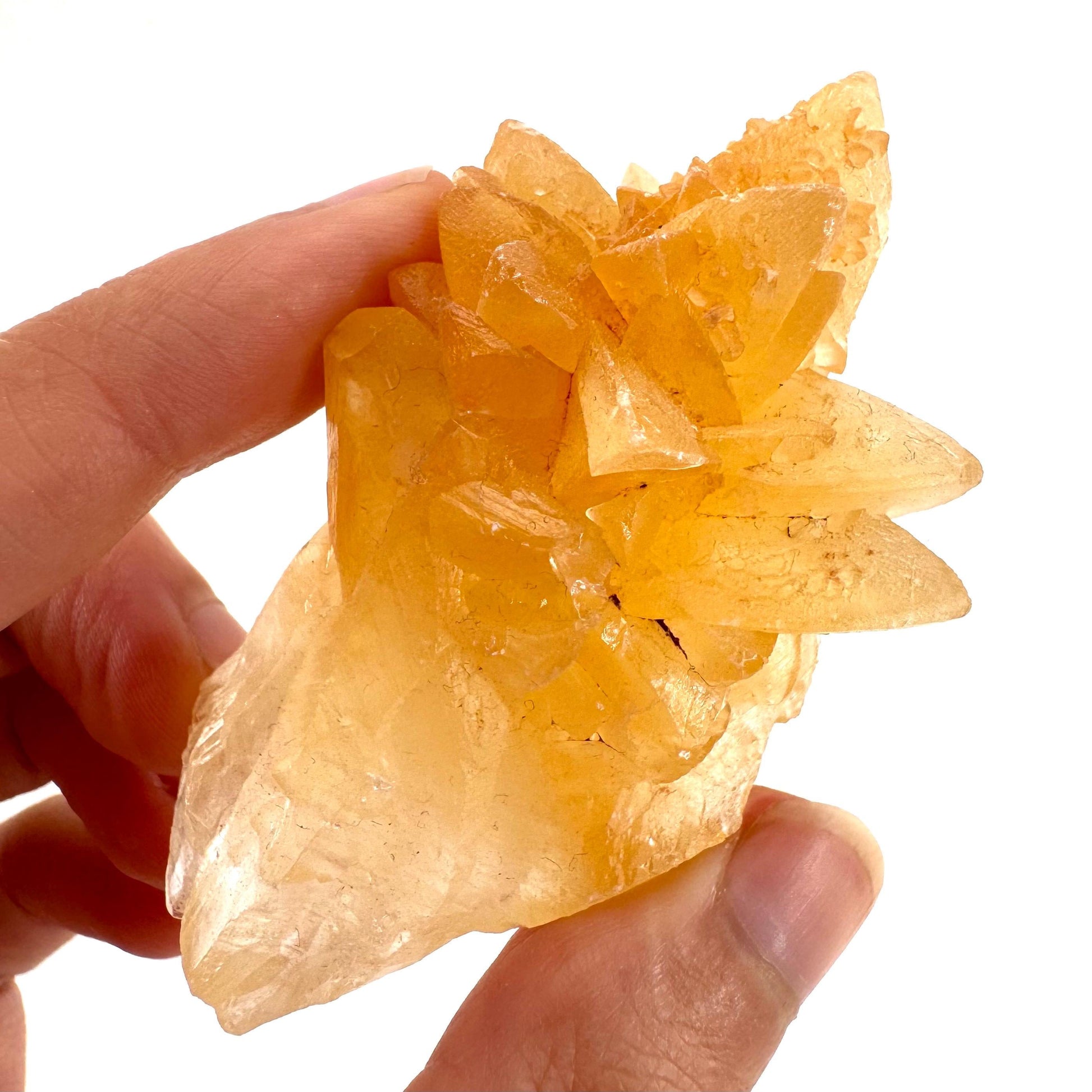 Fluorescent Calcite | UV-reactive raw crystal cluster, natural mineral specimen