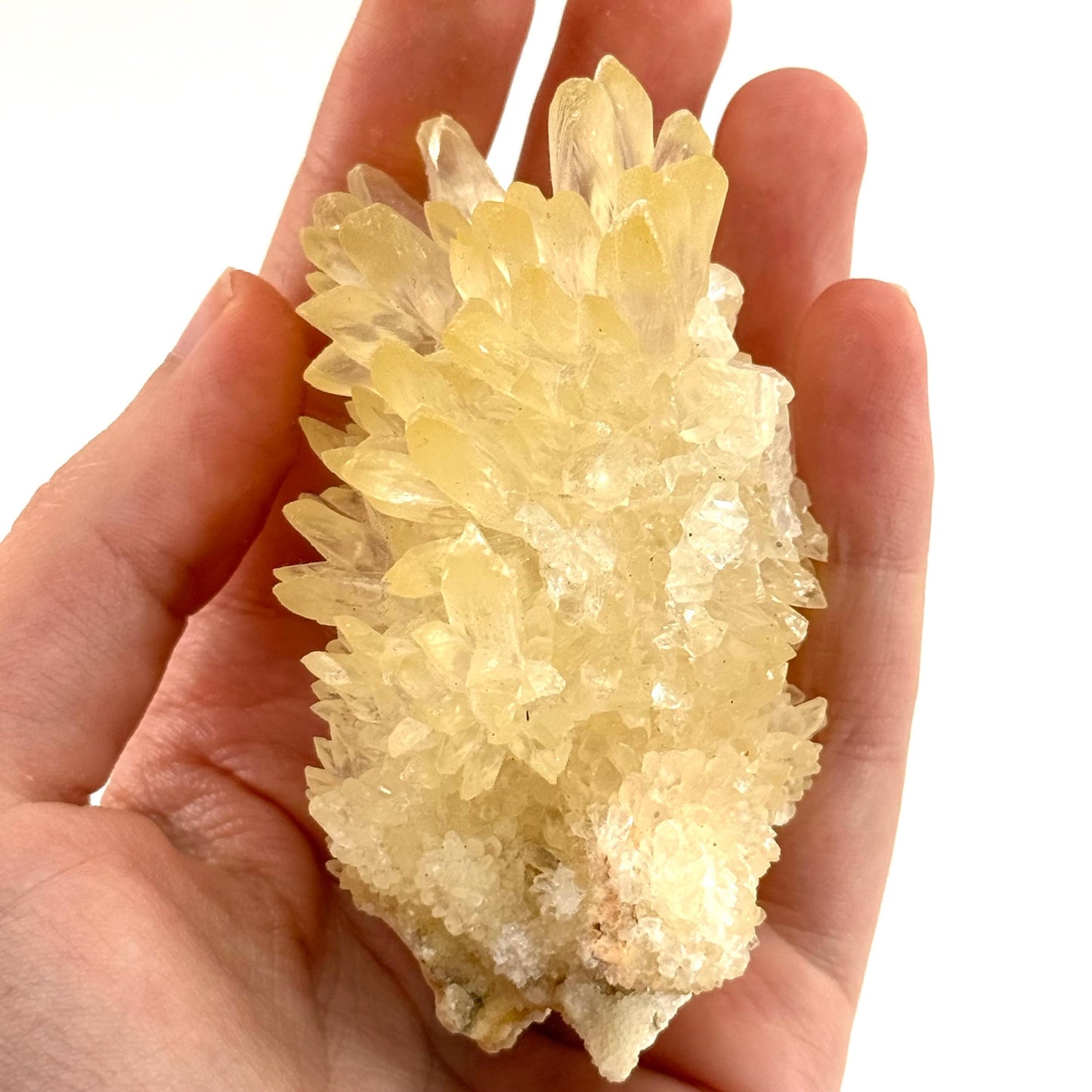 Fluorescent Calcite | UV-reactive raw crystal cluster, natural mineral specimen
