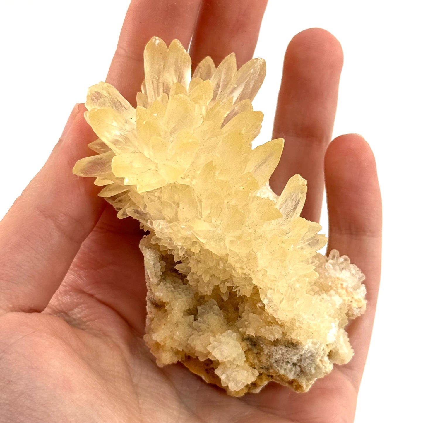 Fluorescent Calcite | UV-reactive raw crystal cluster, natural mineral specimen