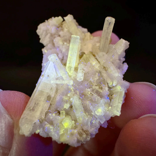 Pink Fluorapatite w/ Albite | UV reactive crystal, rare mineral specimen from Pakistan