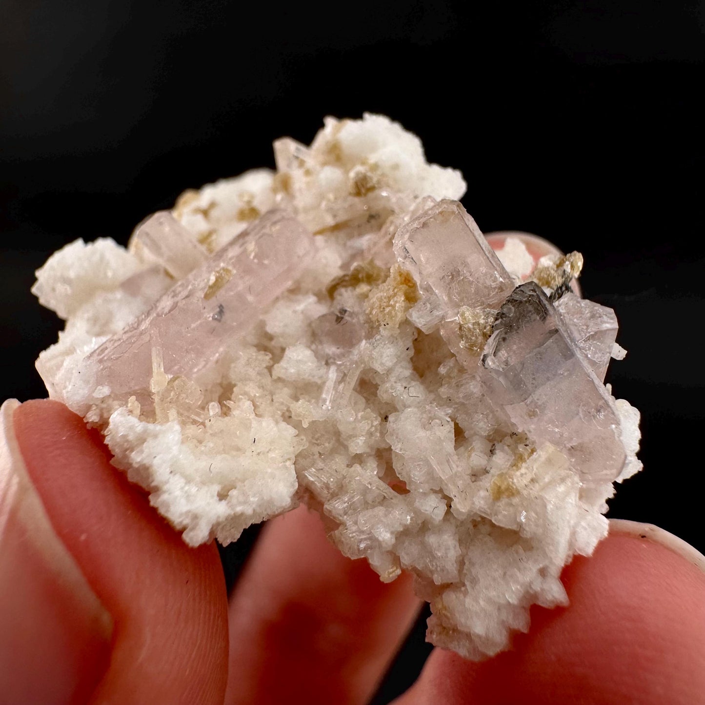 Pink Fluorapatite w/ Albite | UV reactive crystal, rare mineral specimen from Pakistan