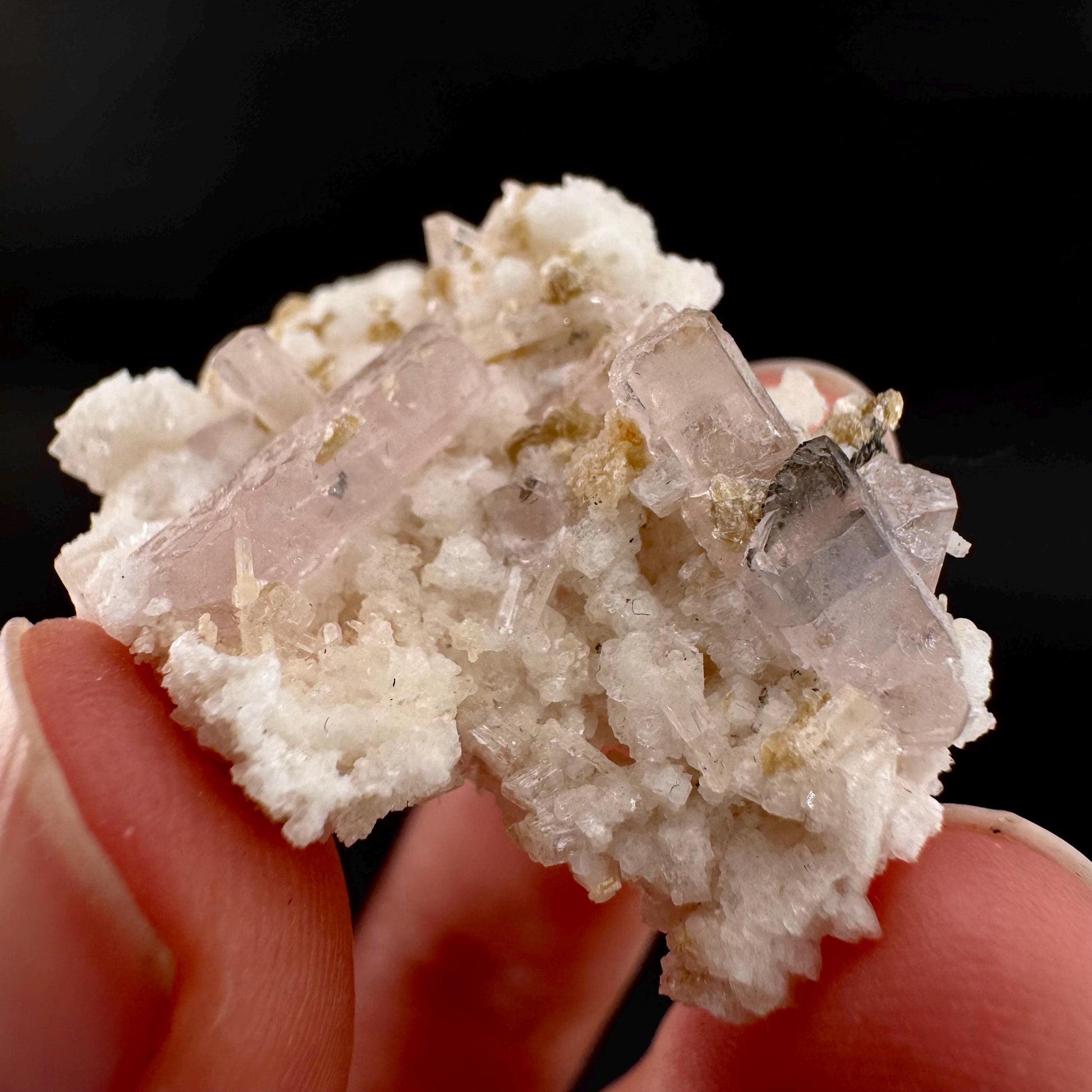 Pink Fluorapatite w/ Albite | UV reactive crystal, rare mineral specimen from Pakistan
