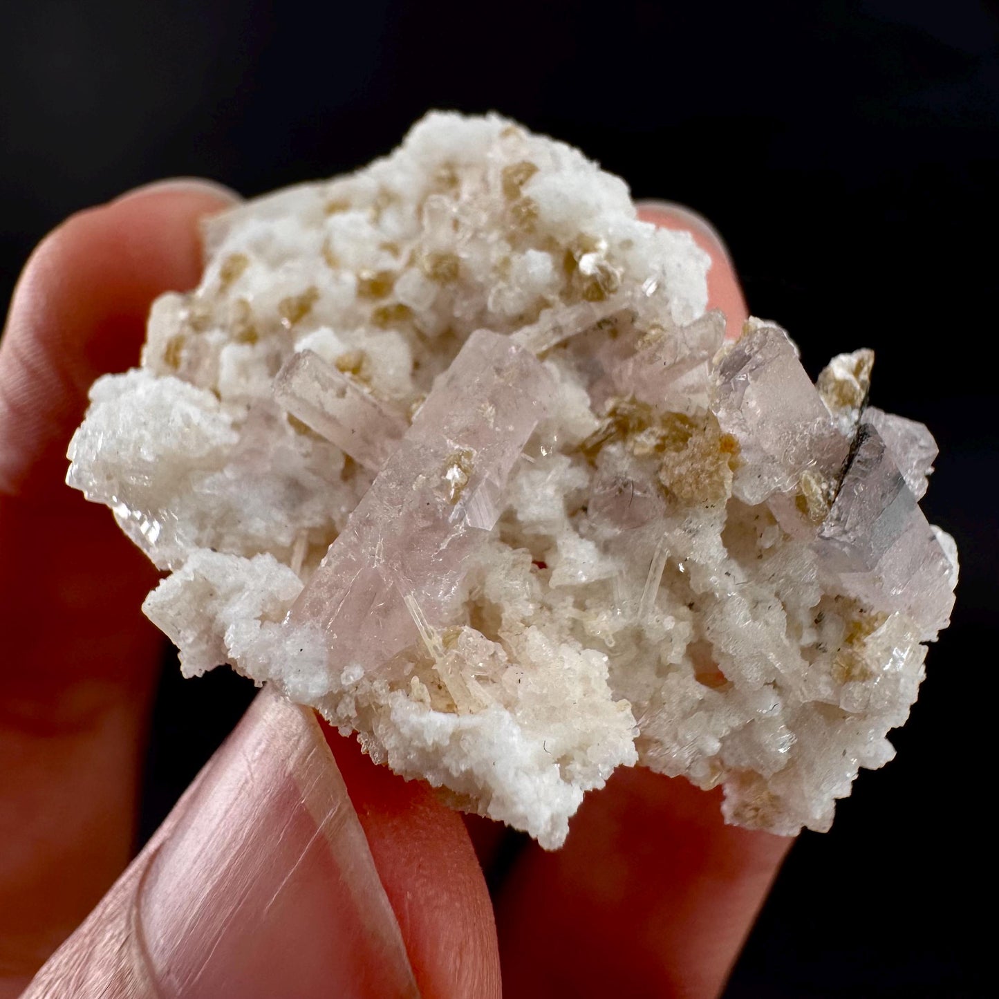 Pink Fluorapatite w/ Albite | UV reactive crystal, rare mineral specimen from Pakistan