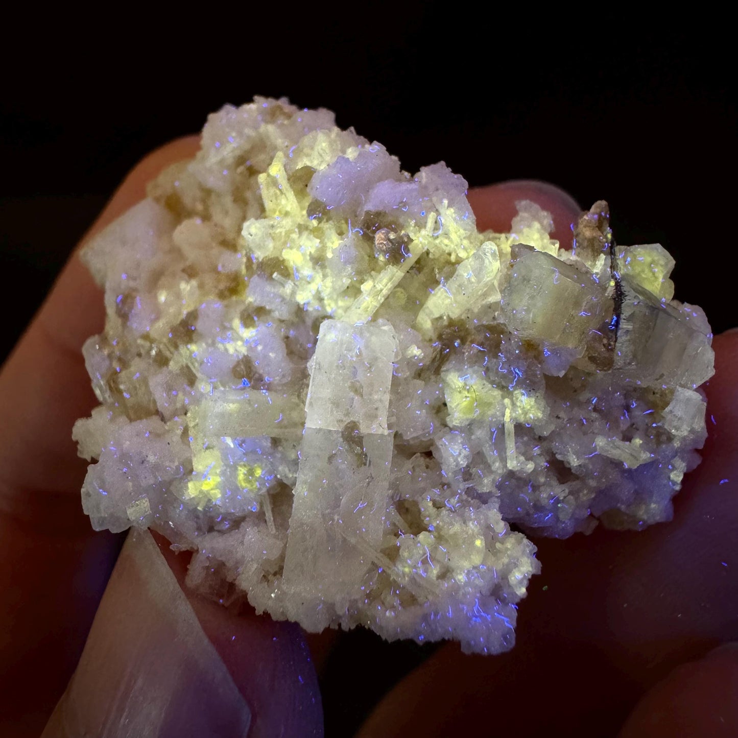 Pink Fluorapatite w/ Albite | UV reactive crystal, rare mineral specimen from Pakistan