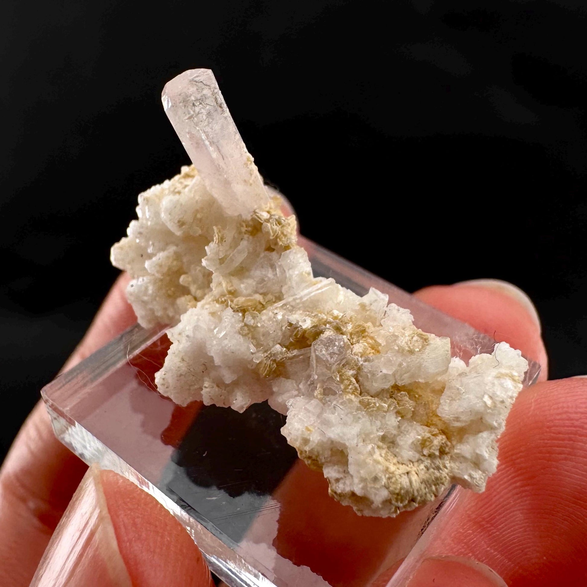 Pink Fluorapatite w/ Albite | UV reactive crystal, rare mineral specimen from Pakistan