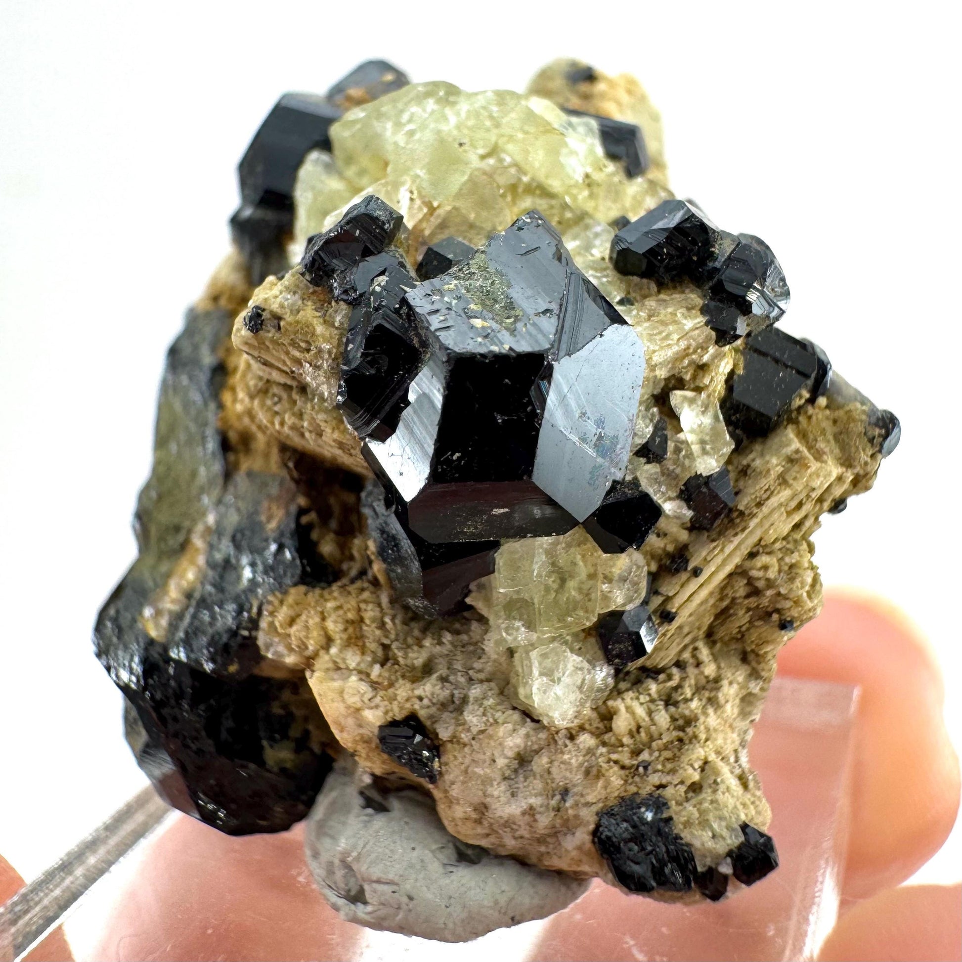 Chlorophane Fluorite w/ Black Tourmaline | natural crystal, rare mineral specimen from Erongo, Namibia