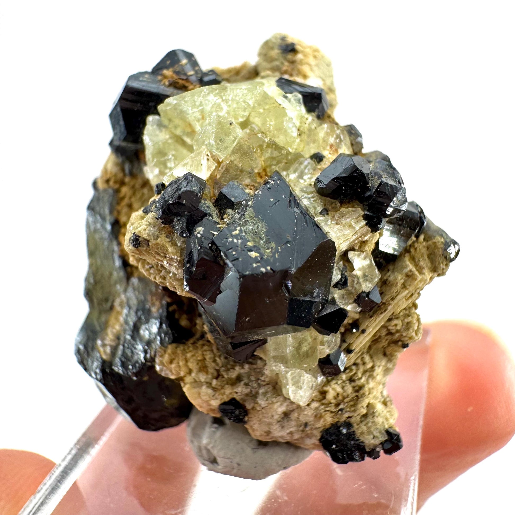 Chlorophane Fluorite w/ Black Tourmaline | natural crystal, rare mineral specimen from Erongo, Namibia
