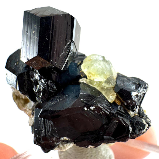 Chlorophane Fluorite with Black Tourmaline on Feldspar: Erongo Namibia Crystal
