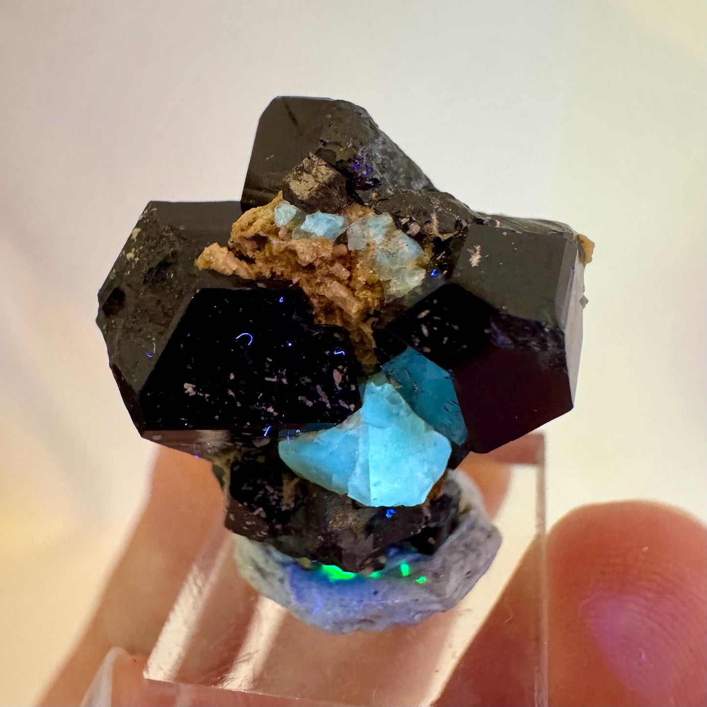 Chlorophane Fluorite w/ Black Tourmaline | natural crystal, rare mineral specimen from Erongo, Namibia