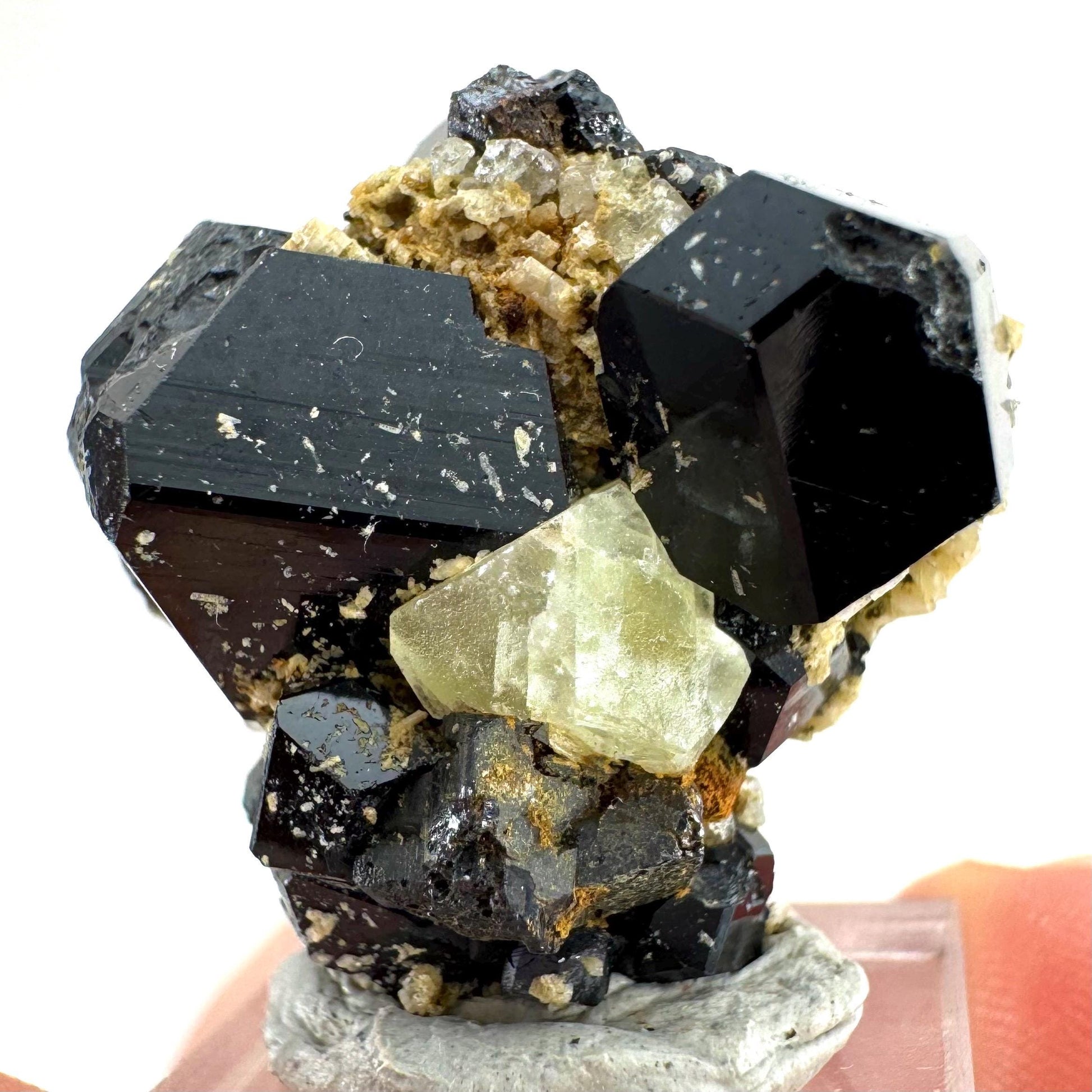 Chlorophane Fluorite w/ Black Tourmaline | natural crystal, rare mineral specimen from Erongo, Namibia