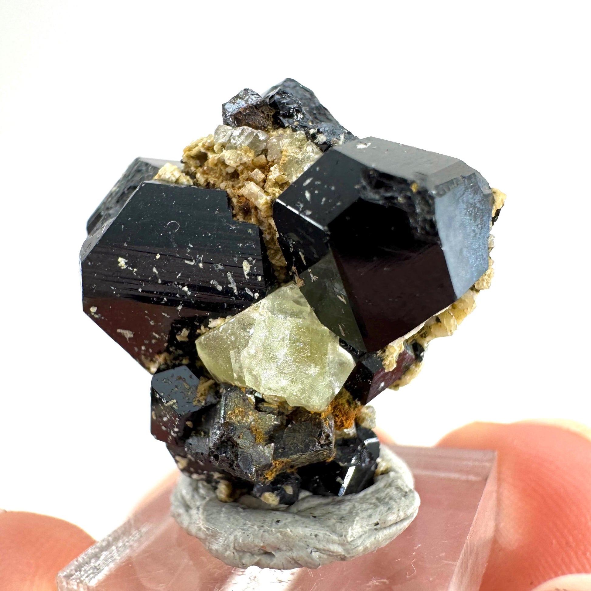 Chlorophane Fluorite w/ Black Tourmaline | natural crystal, rare mineral specimen from Erongo, Namibia