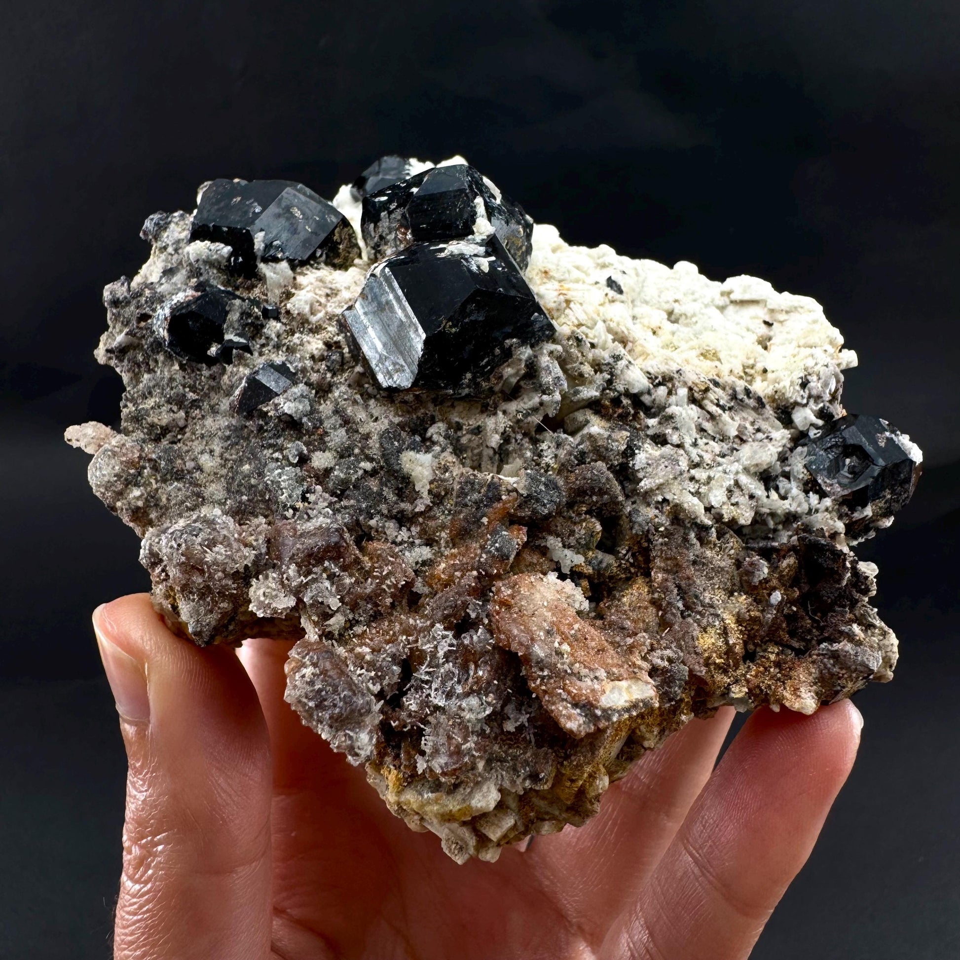 UV Reactive Hyalite Opal on Black Tourmaline & Feldspar | Fluorescent Mineral Specimen from Namibia