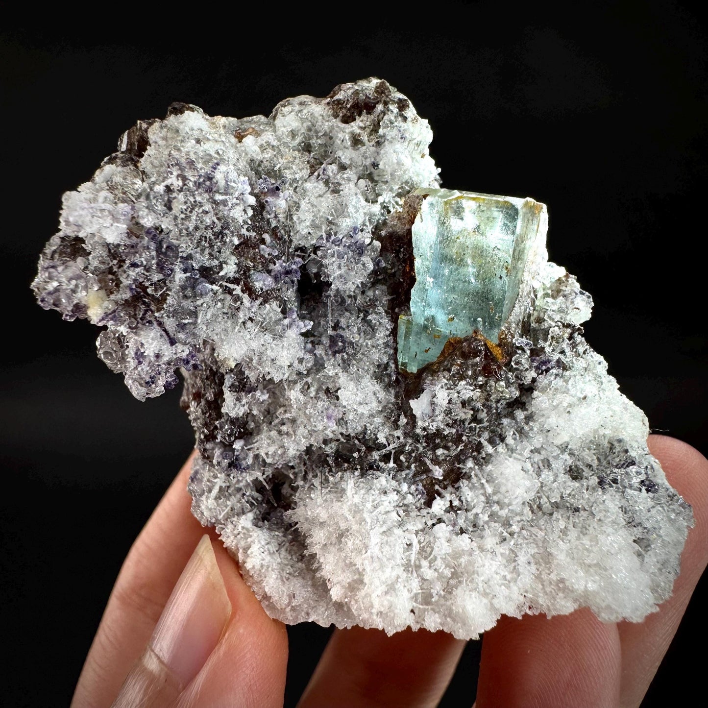 UV Reactive Hyalite Opal with Aquamarine | Fluorescent Mineral Specimen from Namibia