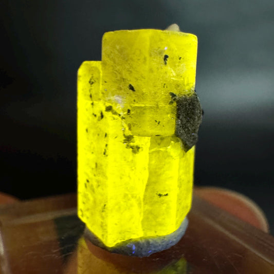 Pink Fluorapatite w/ Black Tourmaline | UV reactive crystal, rare mineral specimen from Pakistan