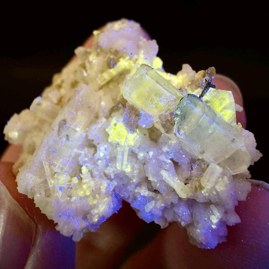 Pink Fluorapatite w/ Albite | UV reactive crystal, rare mineral specimen from Pakistan