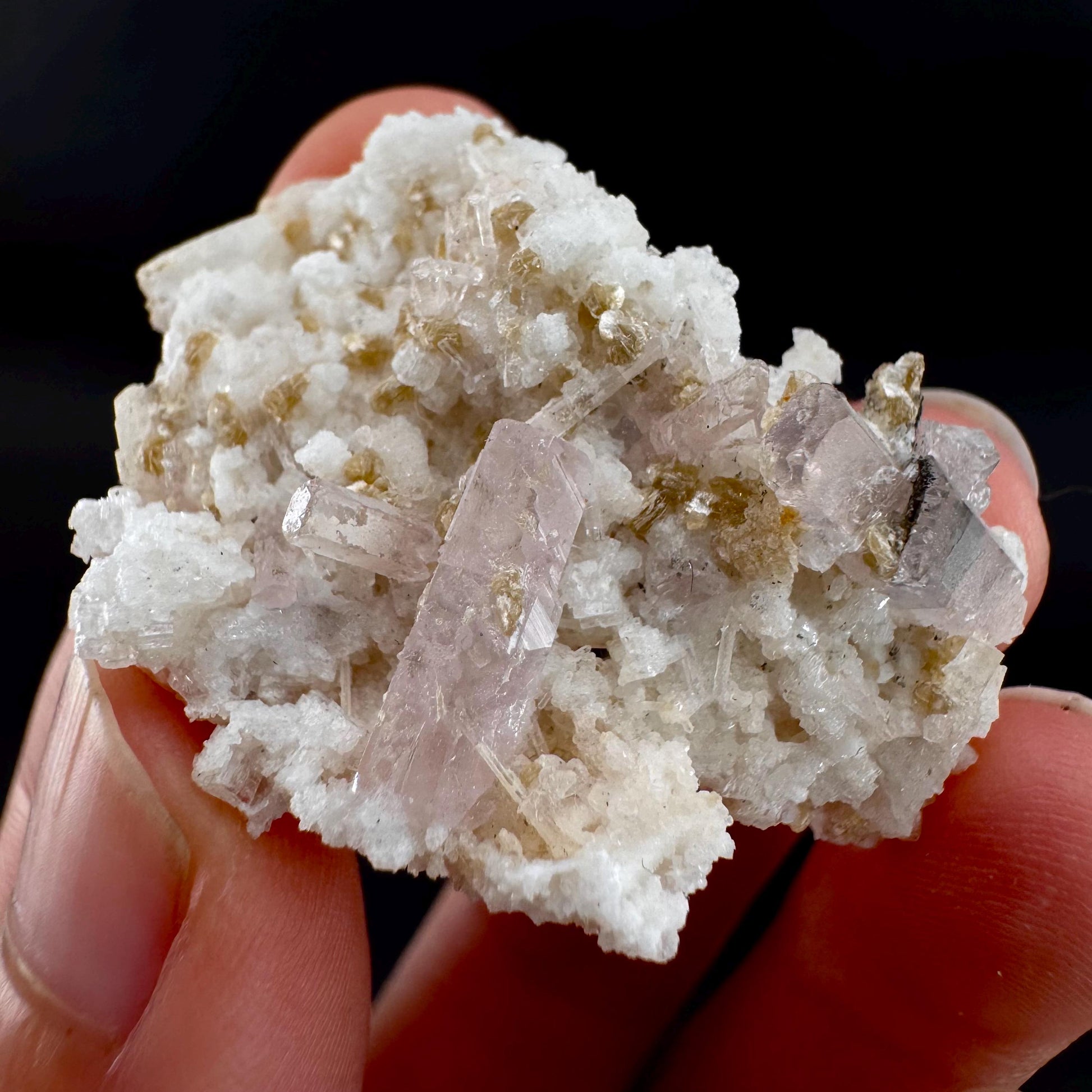 Pink Fluorapatite w/ Albite | UV reactive crystal, rare mineral specimen from Pakistan
