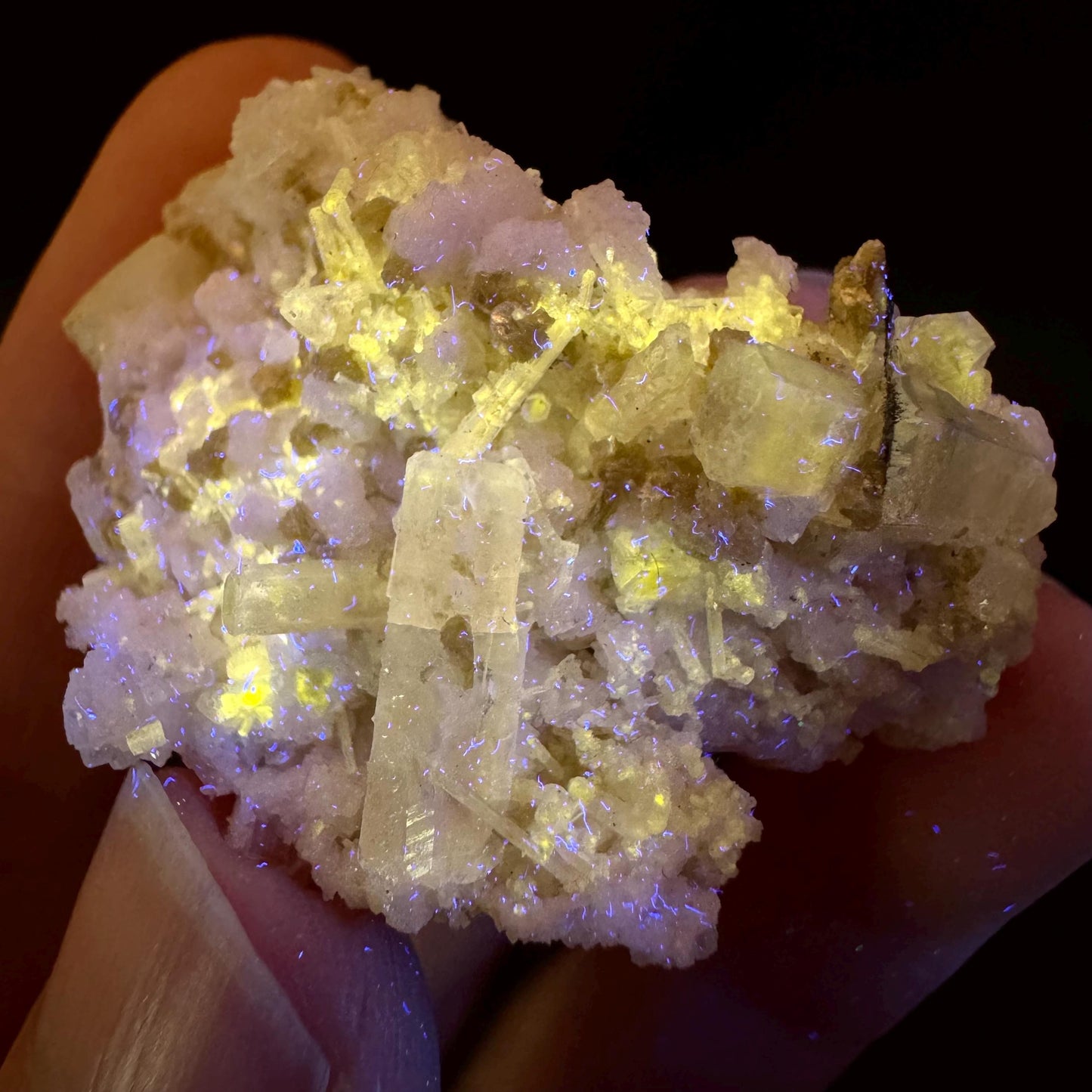 Pink Fluorapatite w/ Albite | UV reactive crystal, rare mineral specimen from Pakistan