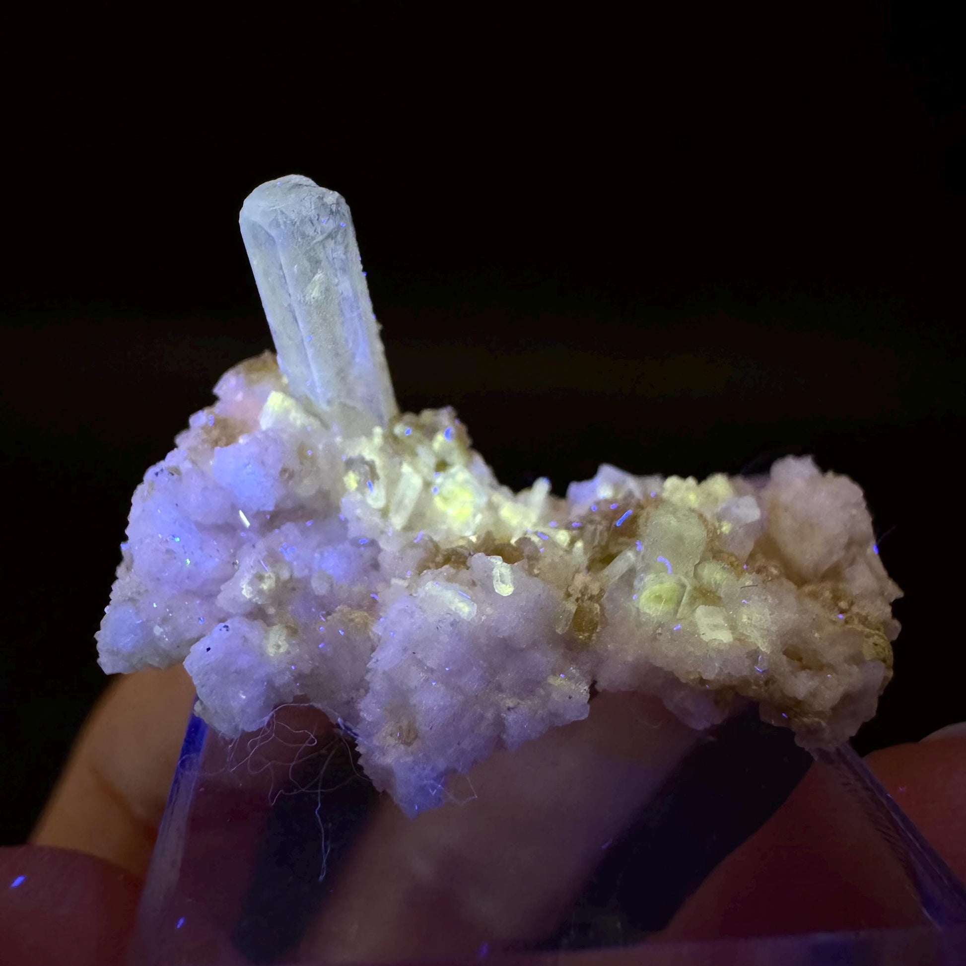 Pink Fluorapatite w/ Albite | UV reactive crystal, rare mineral specimen from Pakistan