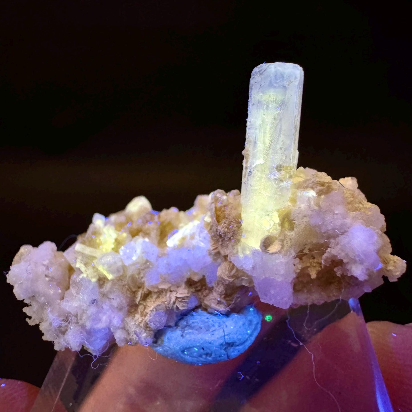 Pink Fluorapatite w/ Albite | UV reactive crystal, rare mineral specimen from Pakistan