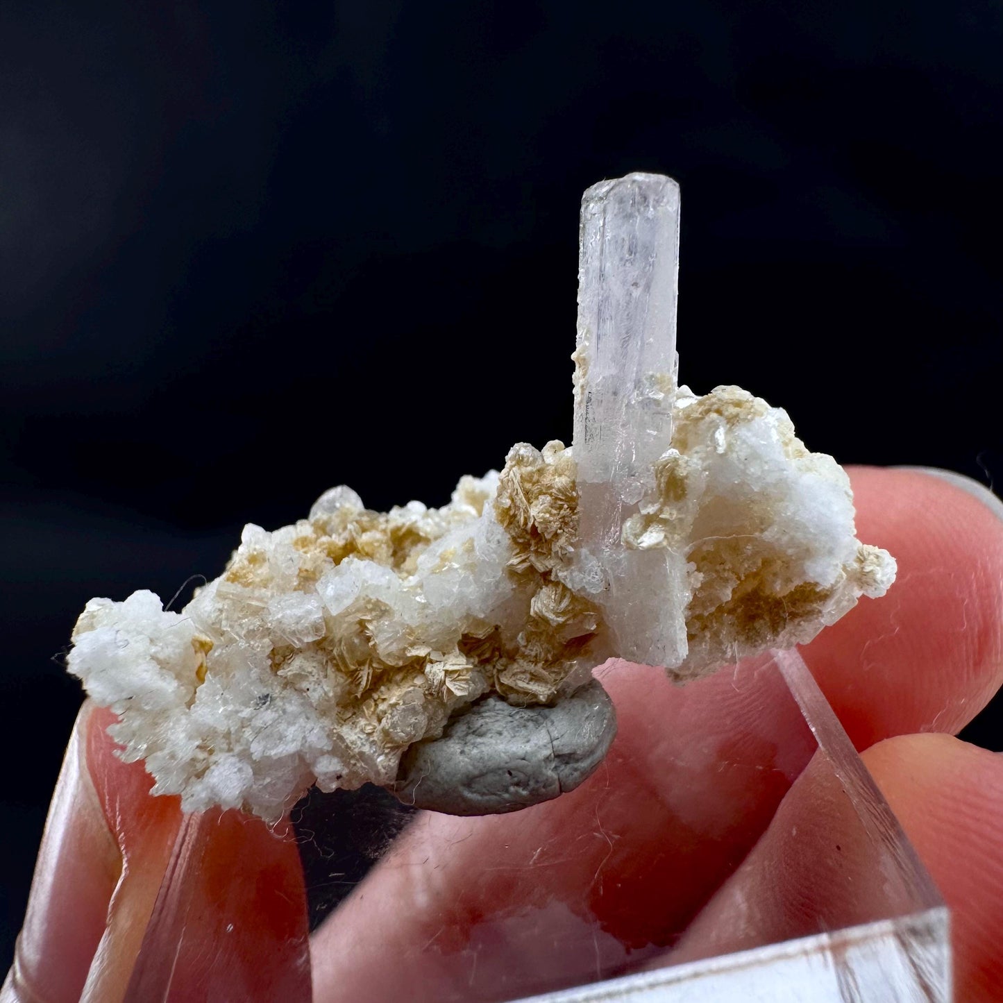 Pink Fluorapatite w/ Albite | UV reactive crystal, rare mineral specimen from Pakistan