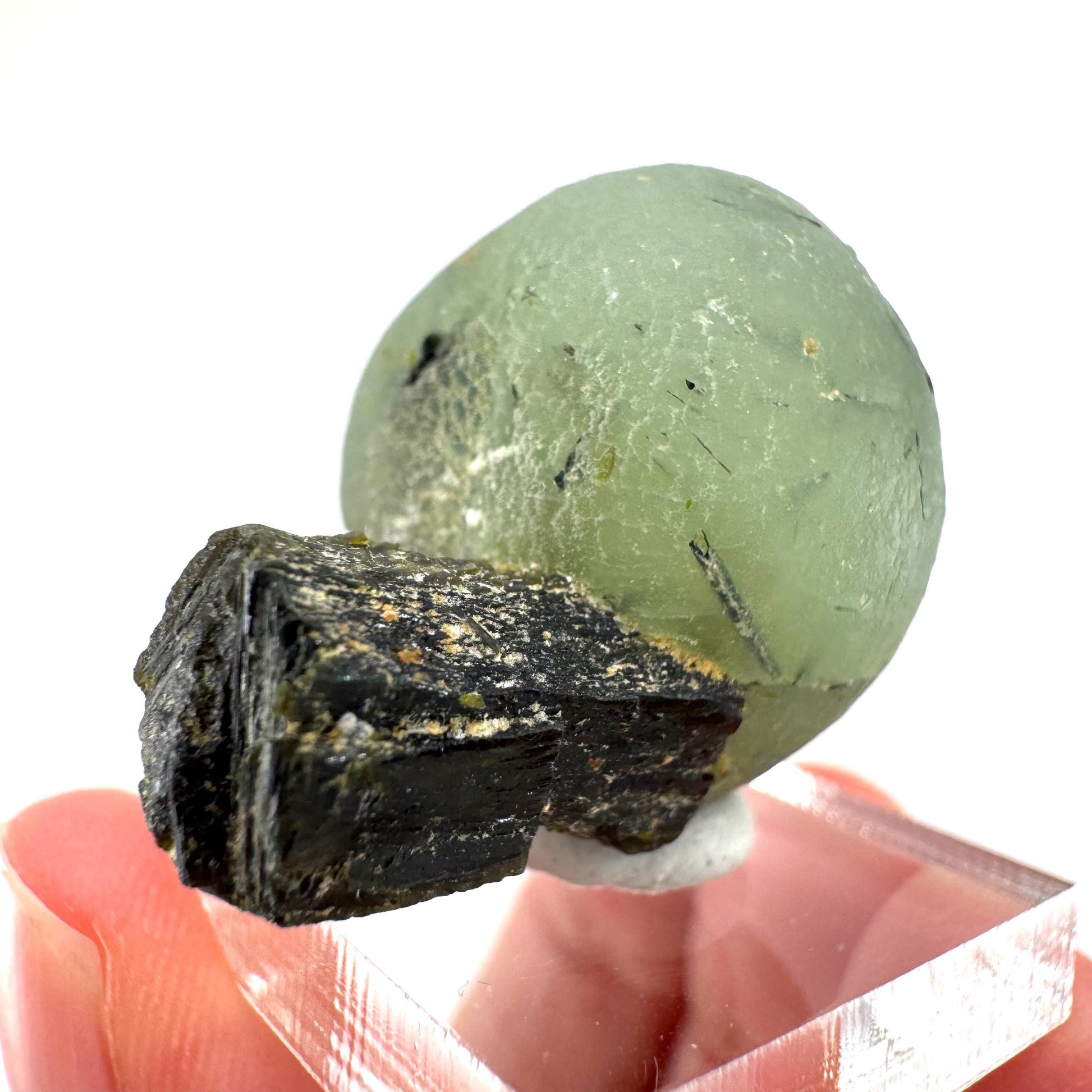 Prehnite with Epidote | Botryoidal green crystal, mineral specimen from Mali