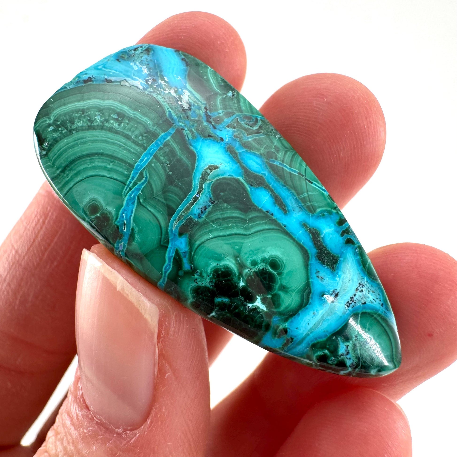 Malachite Chrysocolla Cabochon | Green and Blue Malacolla Gemstone