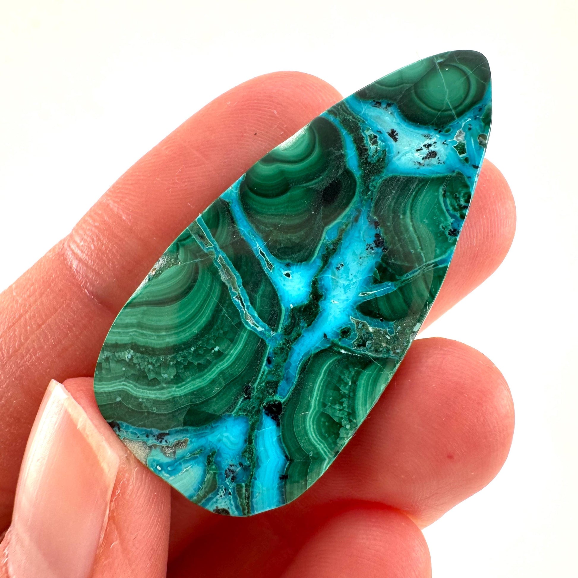 Malachite Chrysocolla Cabochon | Green and Blue Malacolla Gemstone