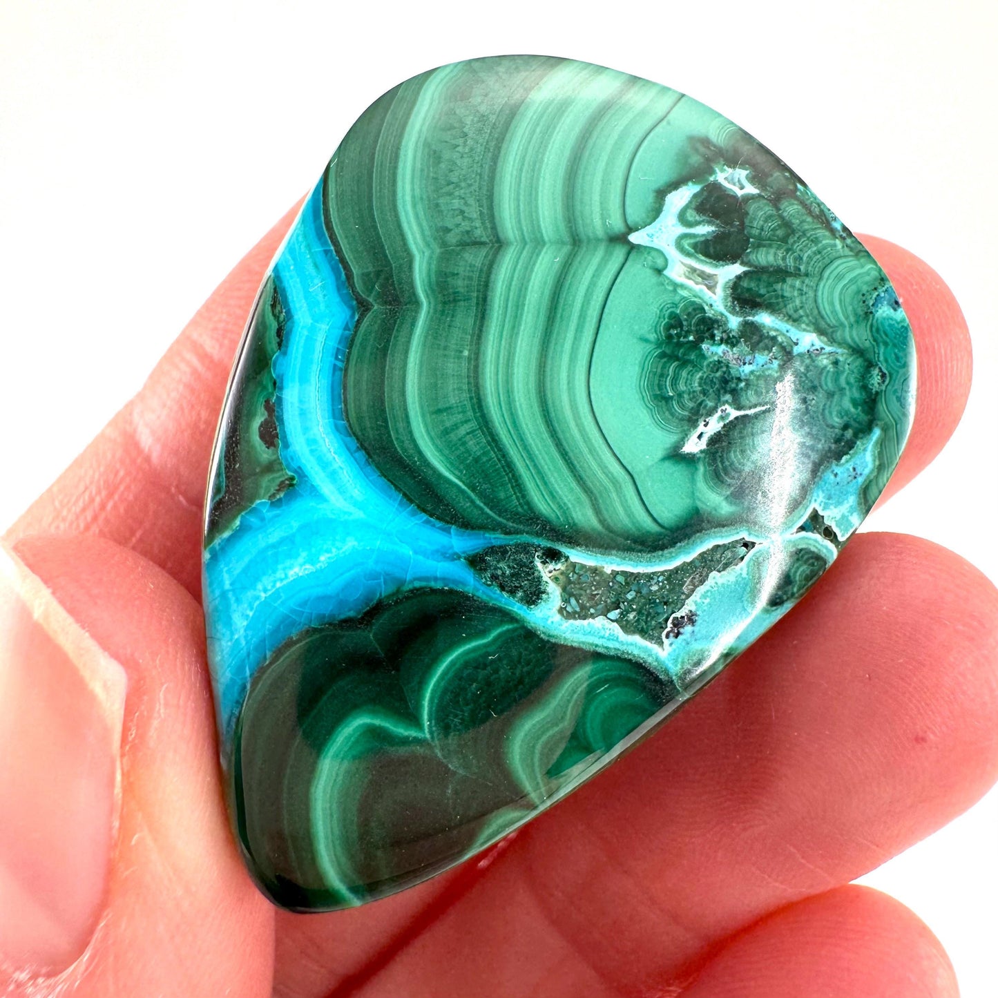 Malachite Chrysocolla Cabochon | Green and Blue Malacolla Gemstone