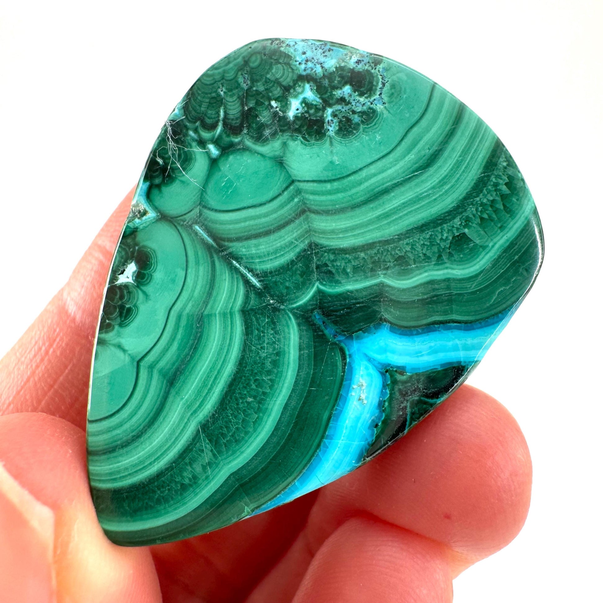 Malachite Chrysocolla Cabochon | Green and Blue Malacolla Gemstone